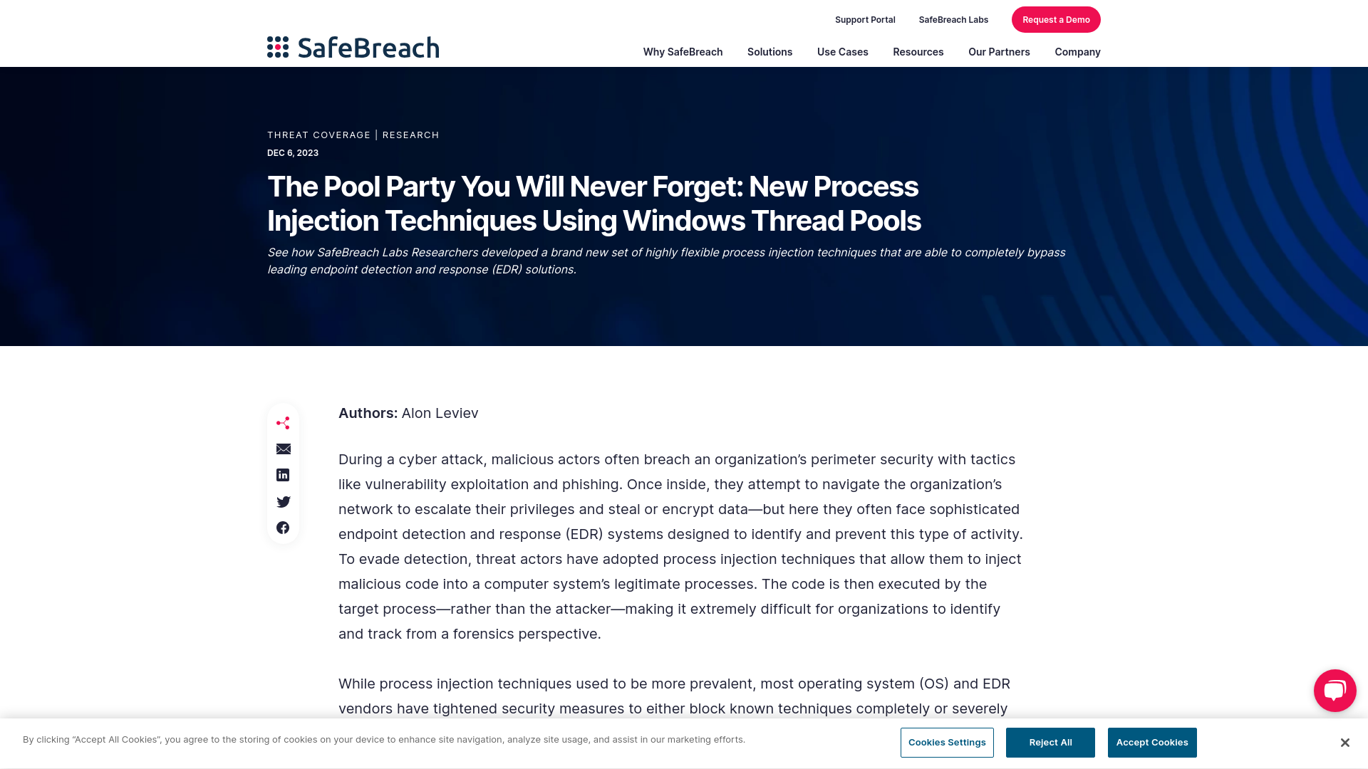 Process Injection Using Windows Thread Pools | Safebreach