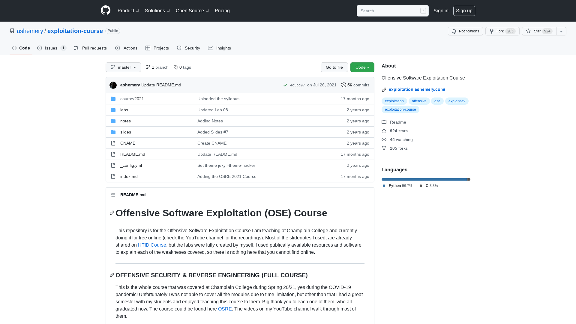 GitHub - ashemery/exploitation-course: Offensive Software Exploitation Course