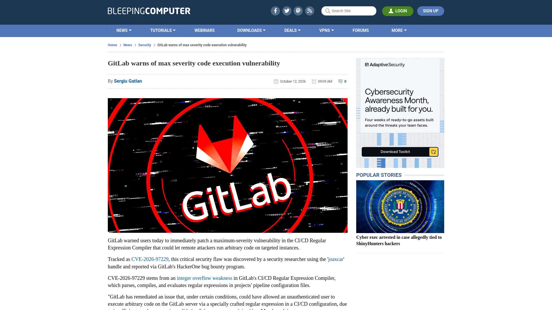 GitLab warns of max severity code execution vulnerability