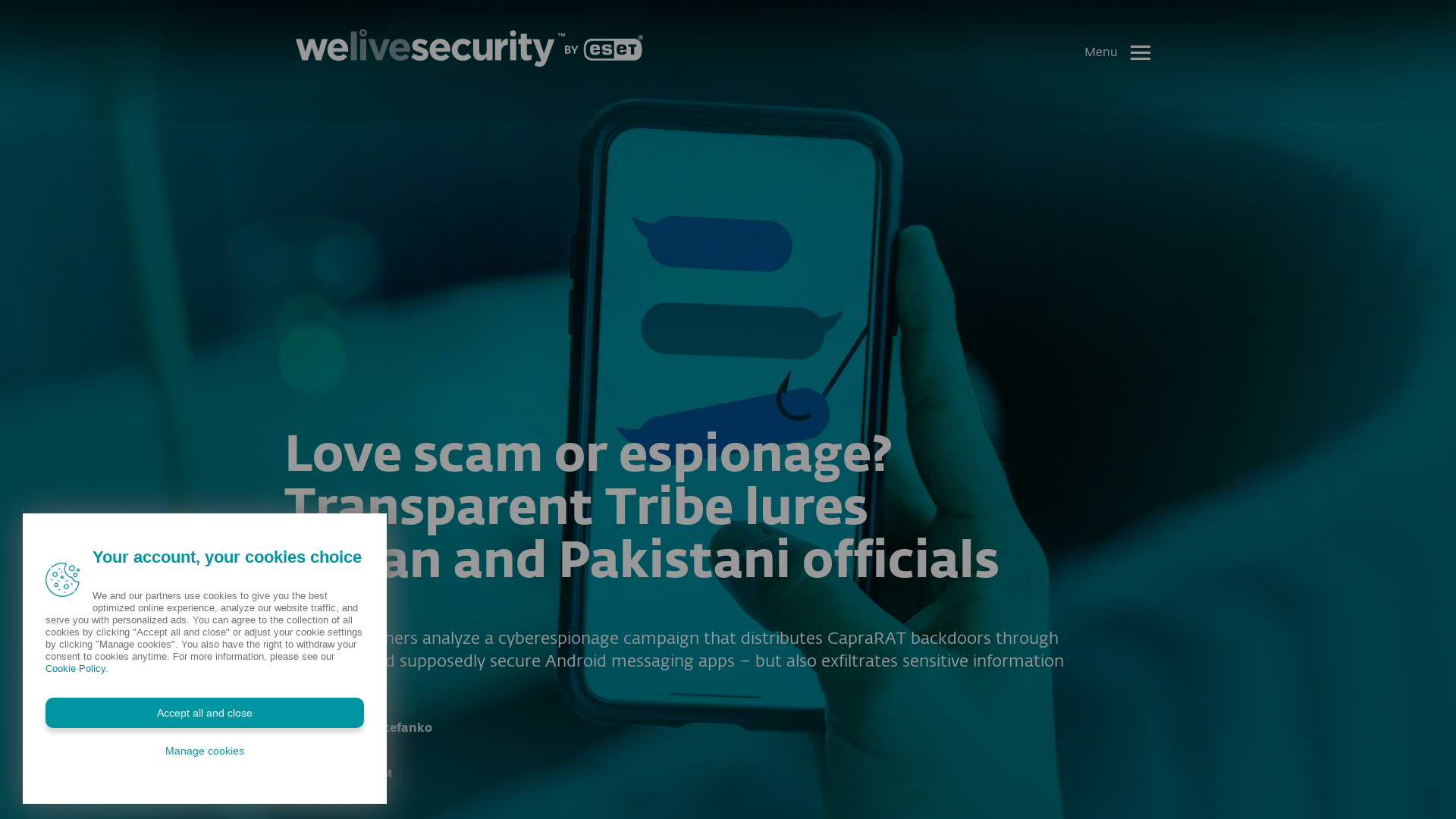 Love scam or espionage? Transparent Tribe lures Indian and Pakistani officials | WeLiveSecurity