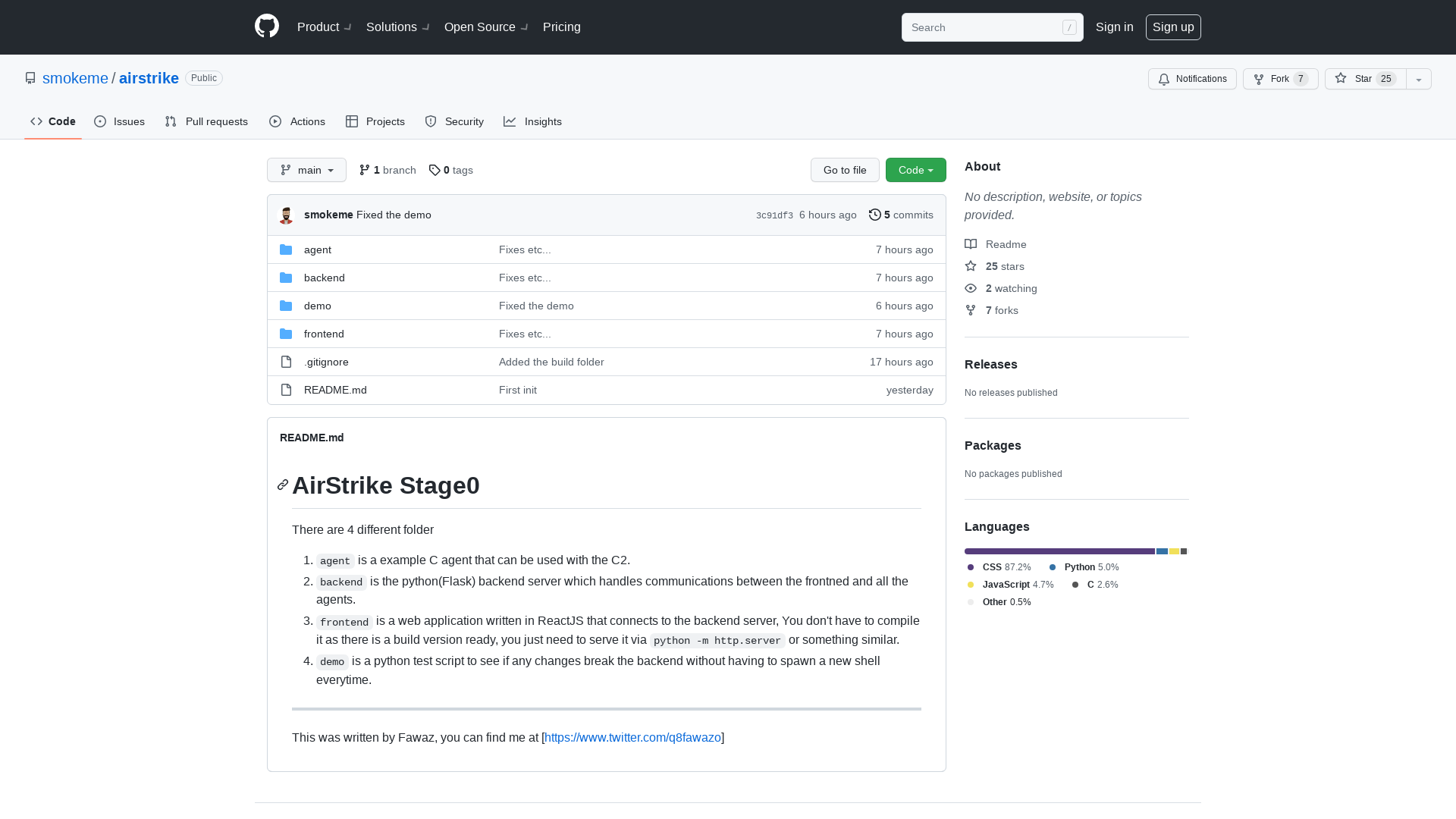GitHub - smokeme/airstrike