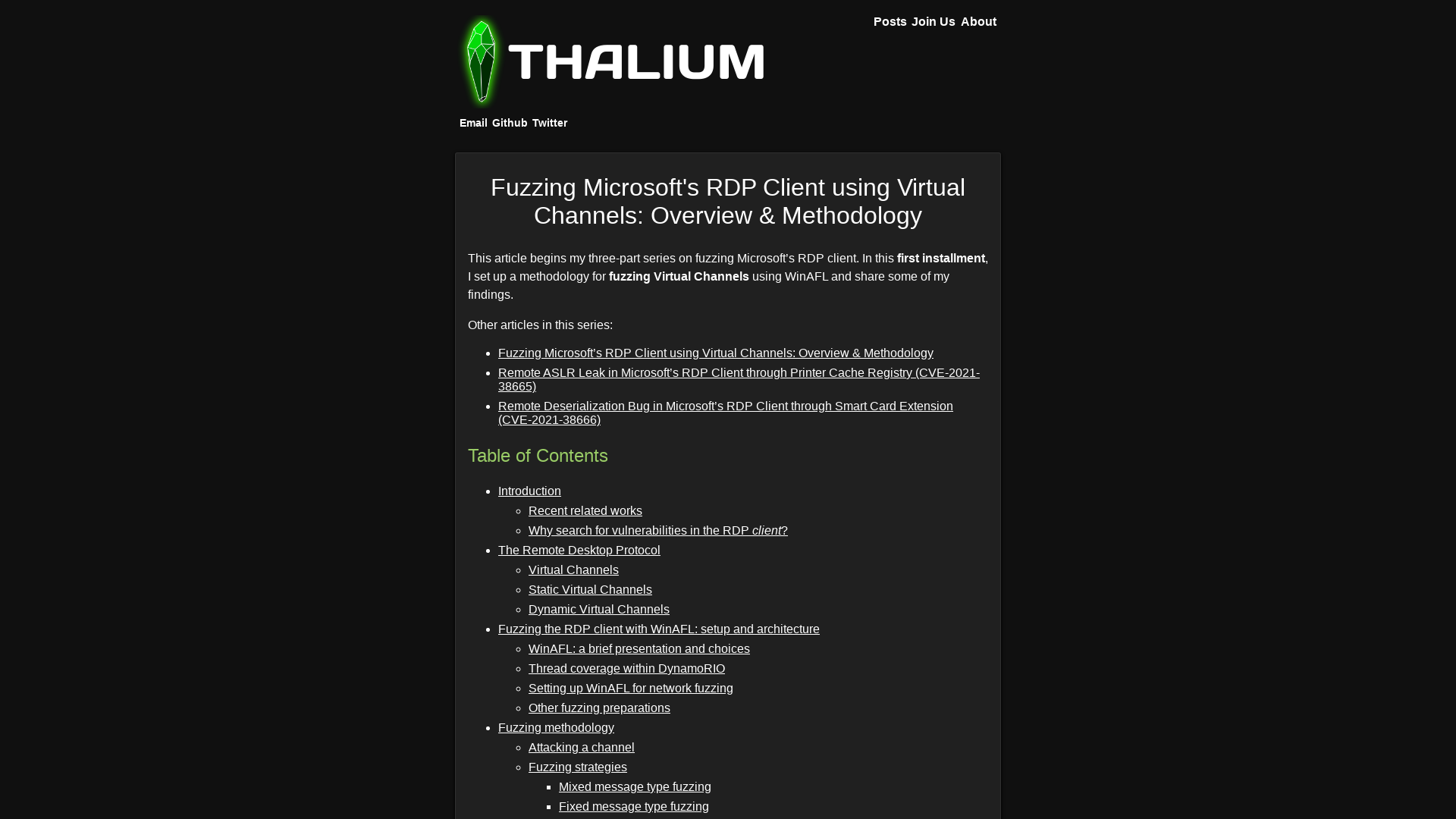 Fuzzing Microsoft's RDP Client using Virtual Channels: Overview & Methodology