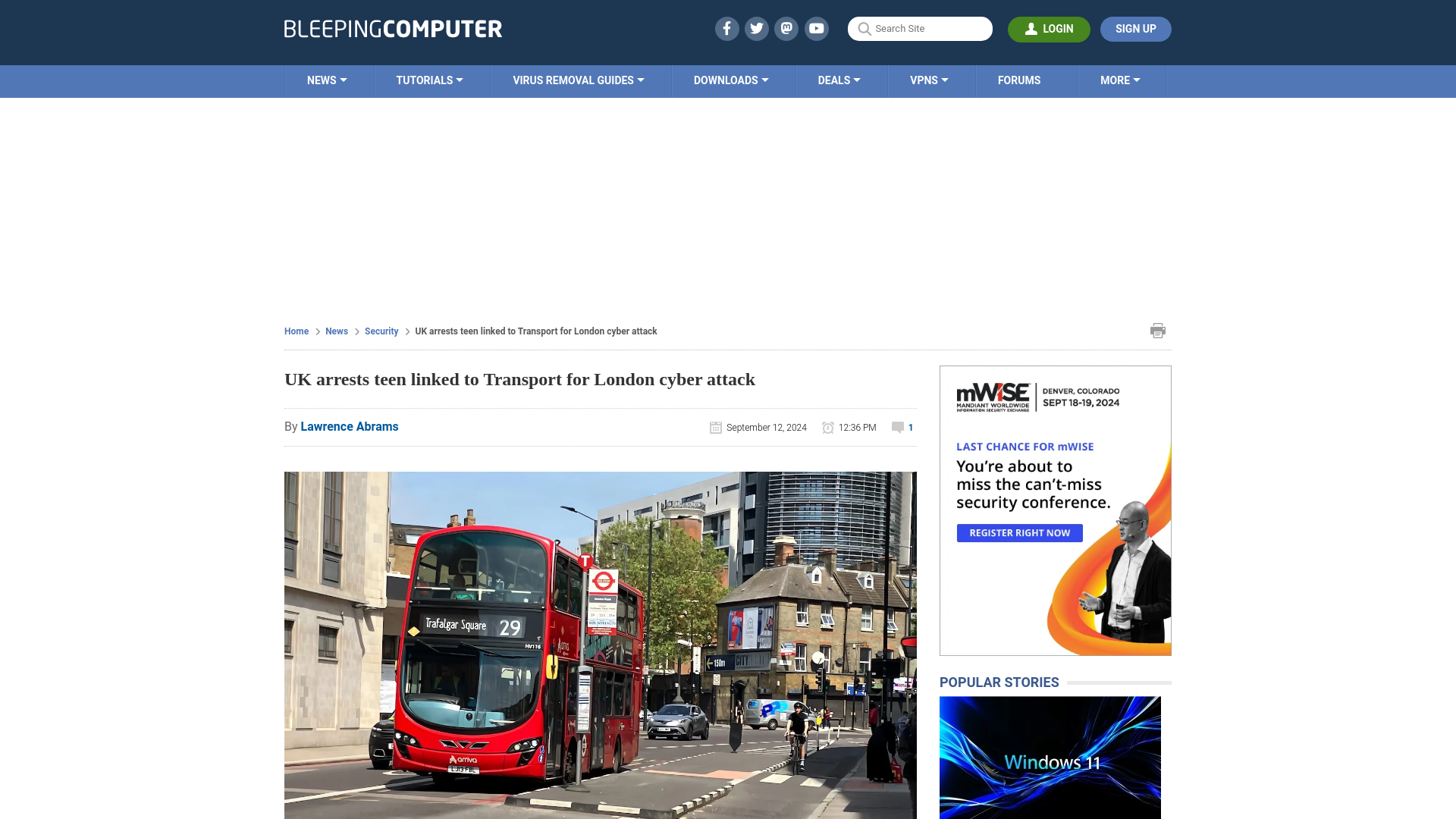 UK arrests teen linked to Transport for London cyber attack