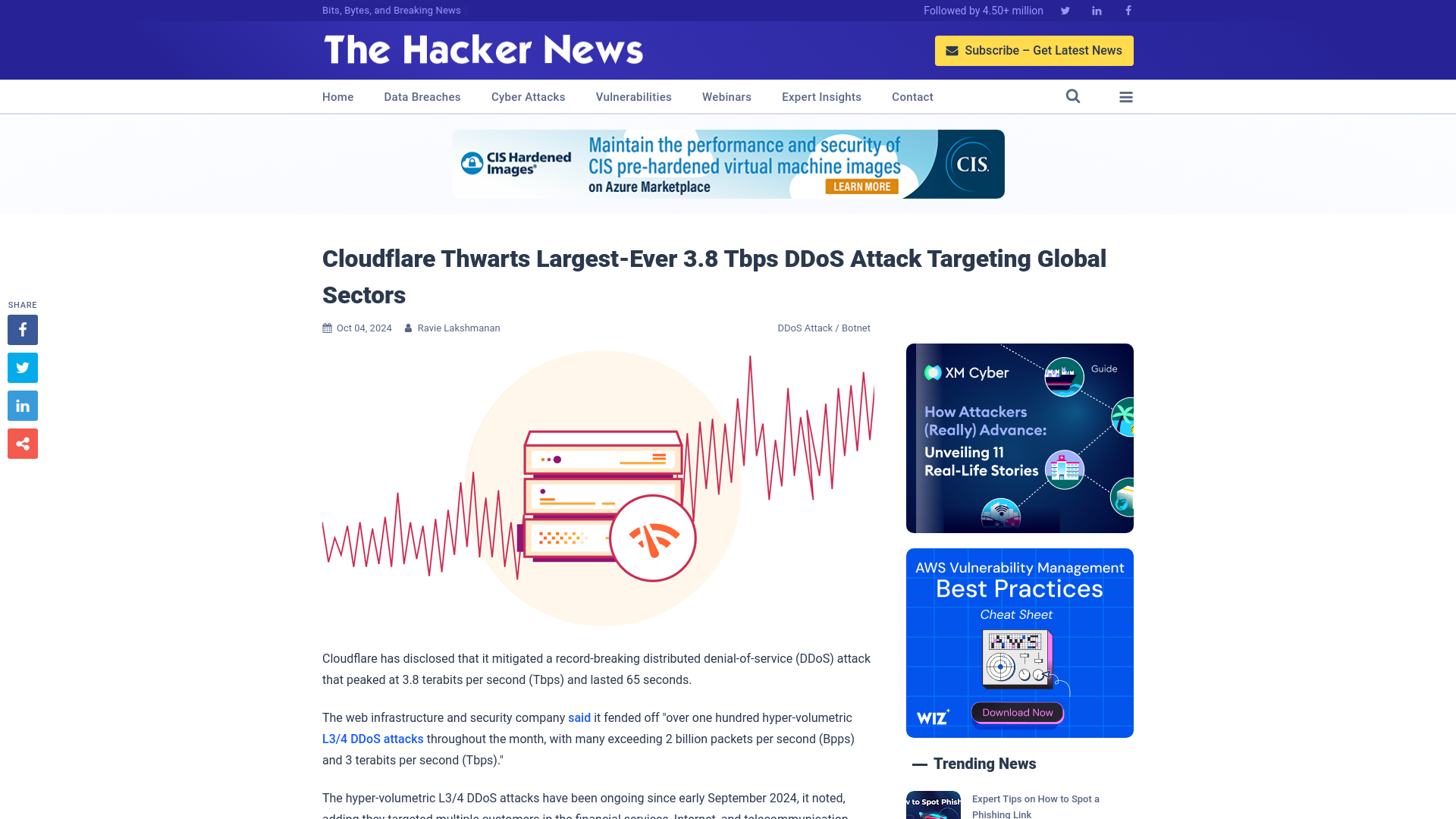 Cloudflare Thwarts Largest-Ever 3.8 Tbps DDoS Attack Targeting Global Sectors