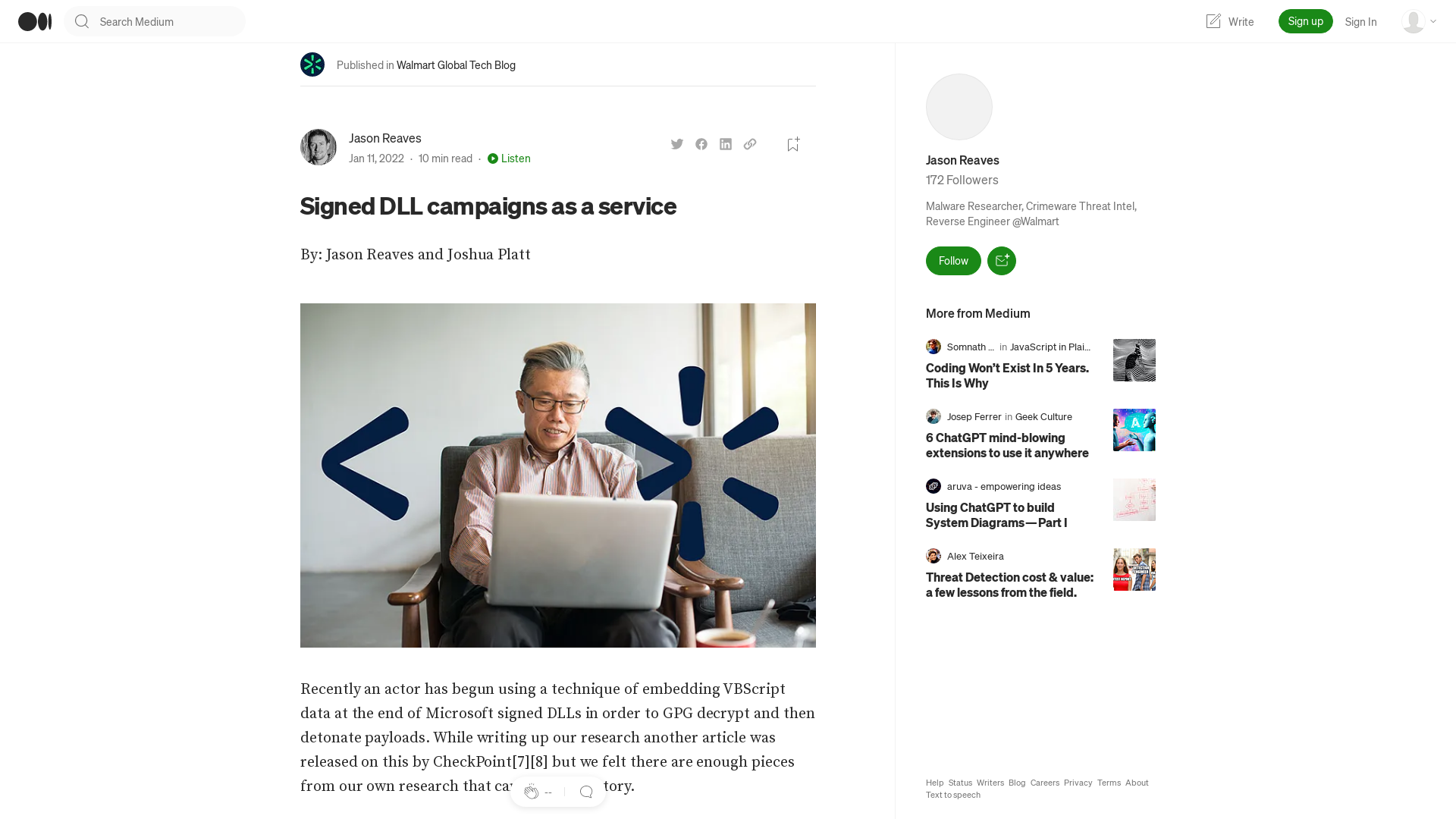 Signed DLL campaigns as a service | by Jason Reaves | Walmart Global Tech Blog | Medium