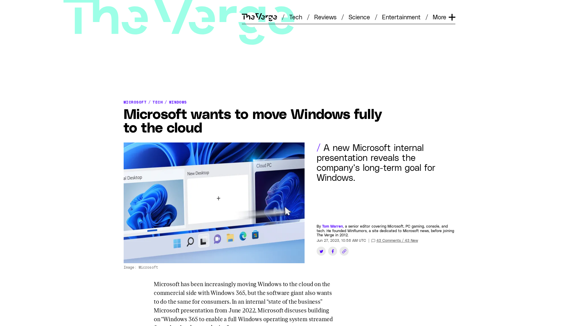 Microsoft wants to move Windows fully to the cloud - The Verge