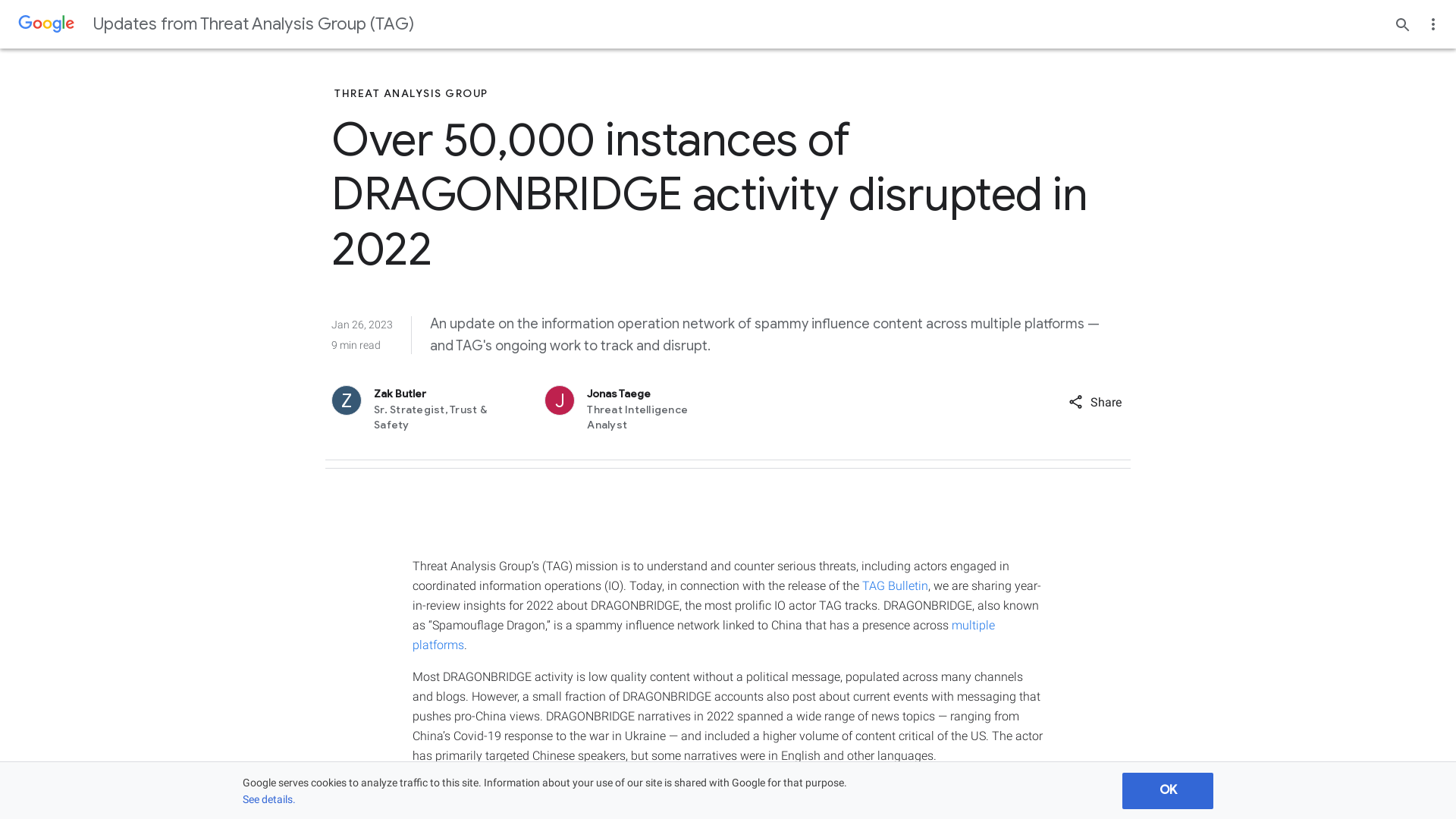 Over 50,000 instances of DRAGONBRIDGE activity disrupted in 2022