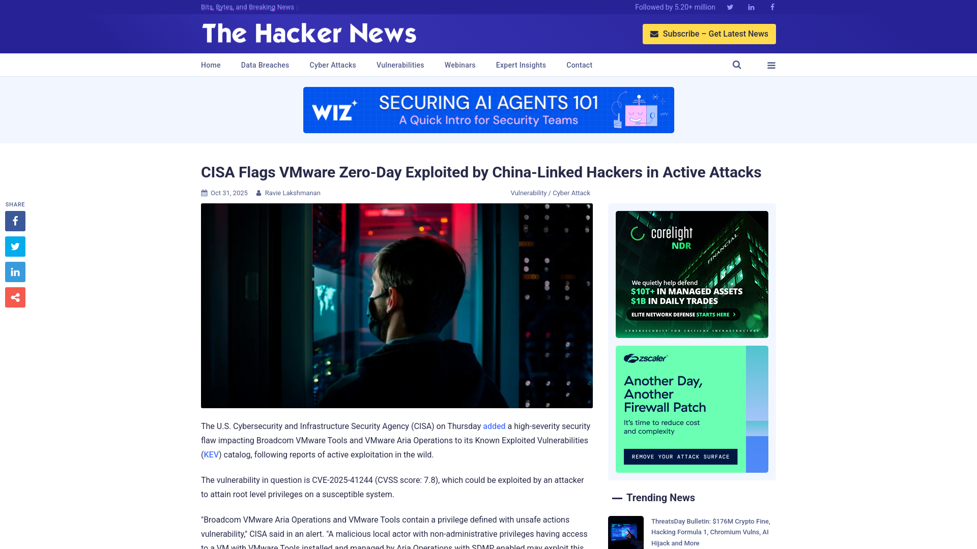 CISA Flags VMware Zero-Day Exploited by China-Linked Hackers in Active Attacks