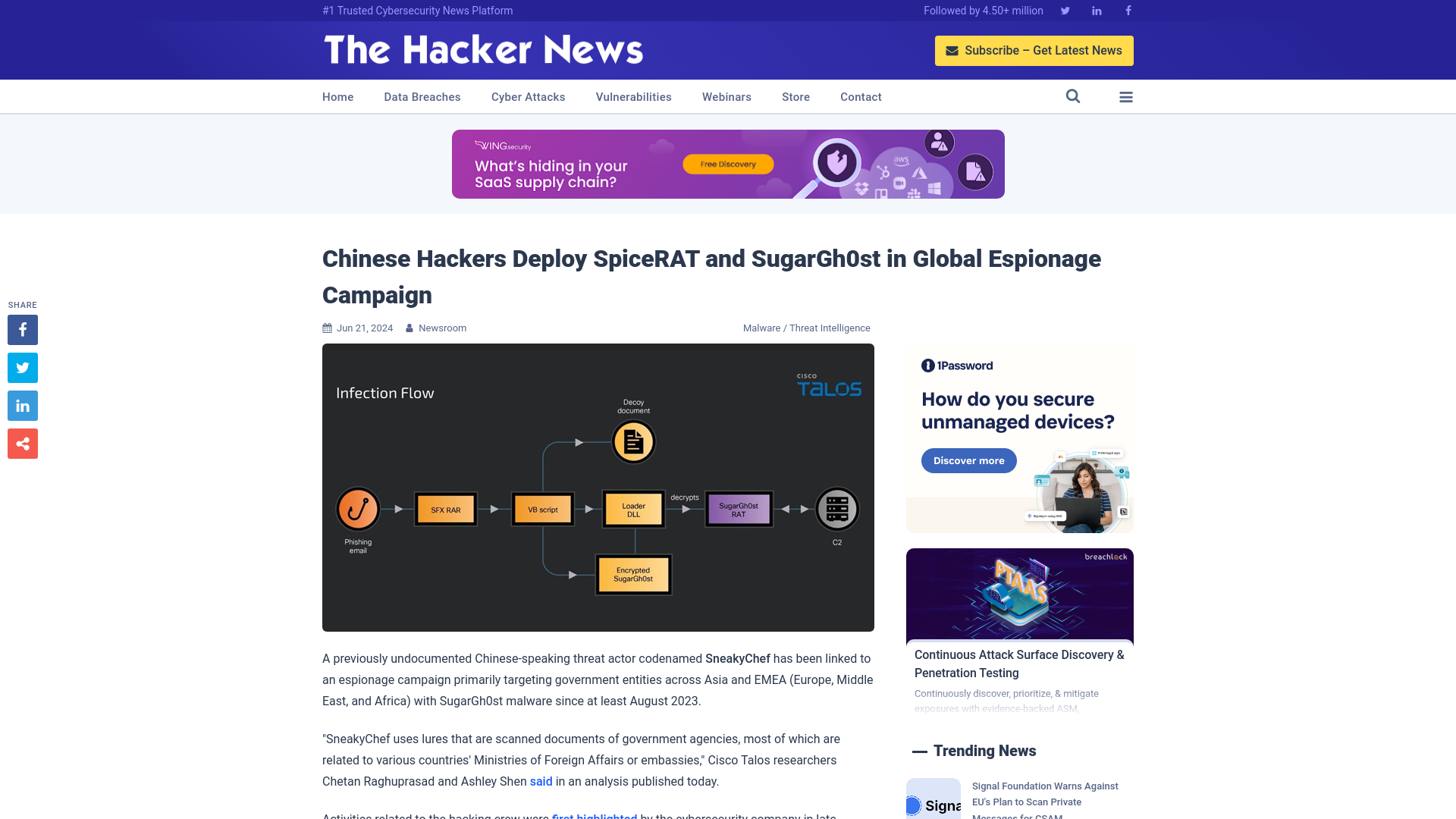 Chinese Hackers Deploy SpiceRAT and SugarGh0st in Global Espionage Campaign