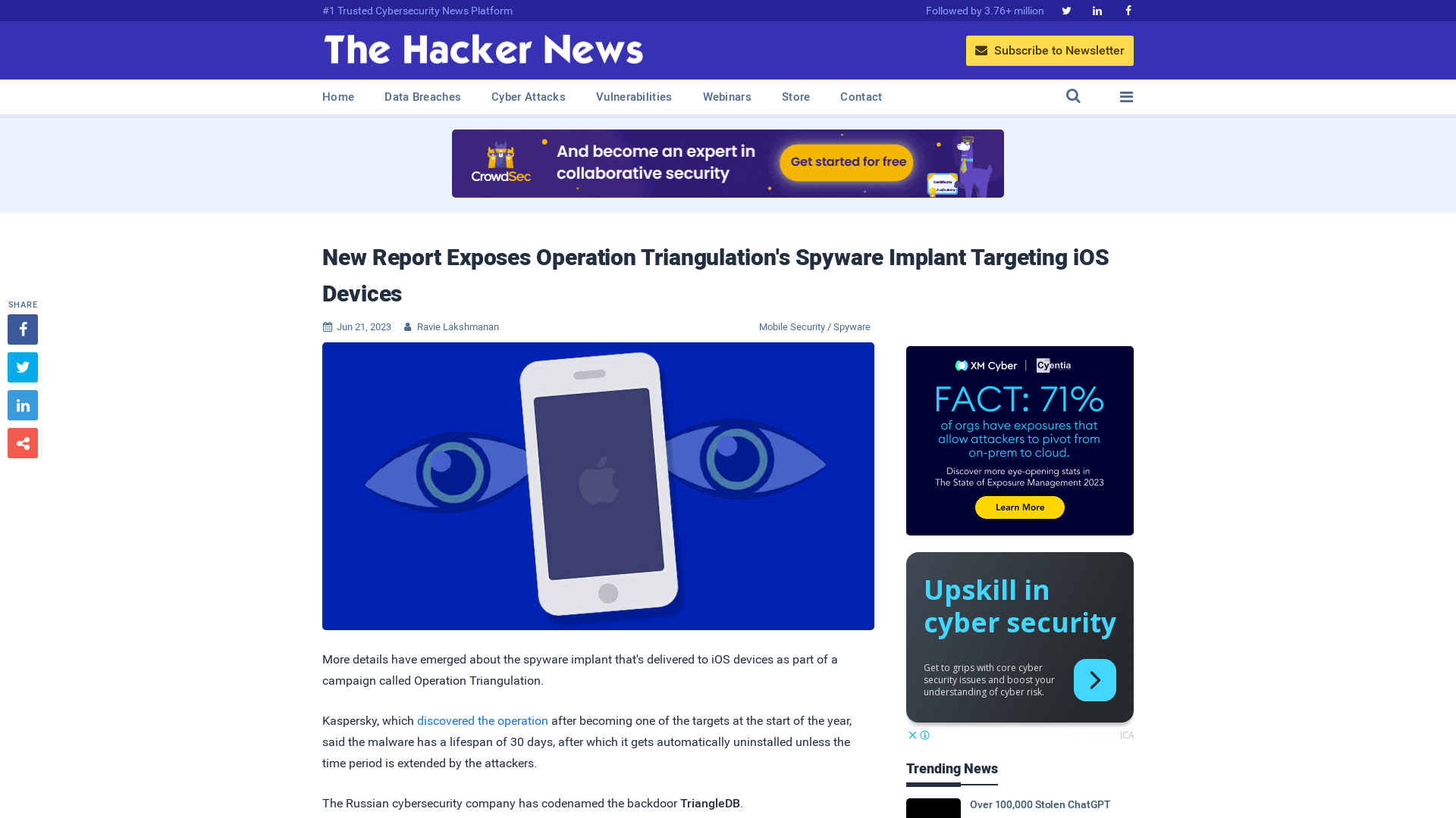 New Report Exposes Operation Triangulation's Spyware Implant Targeting iOS Devices