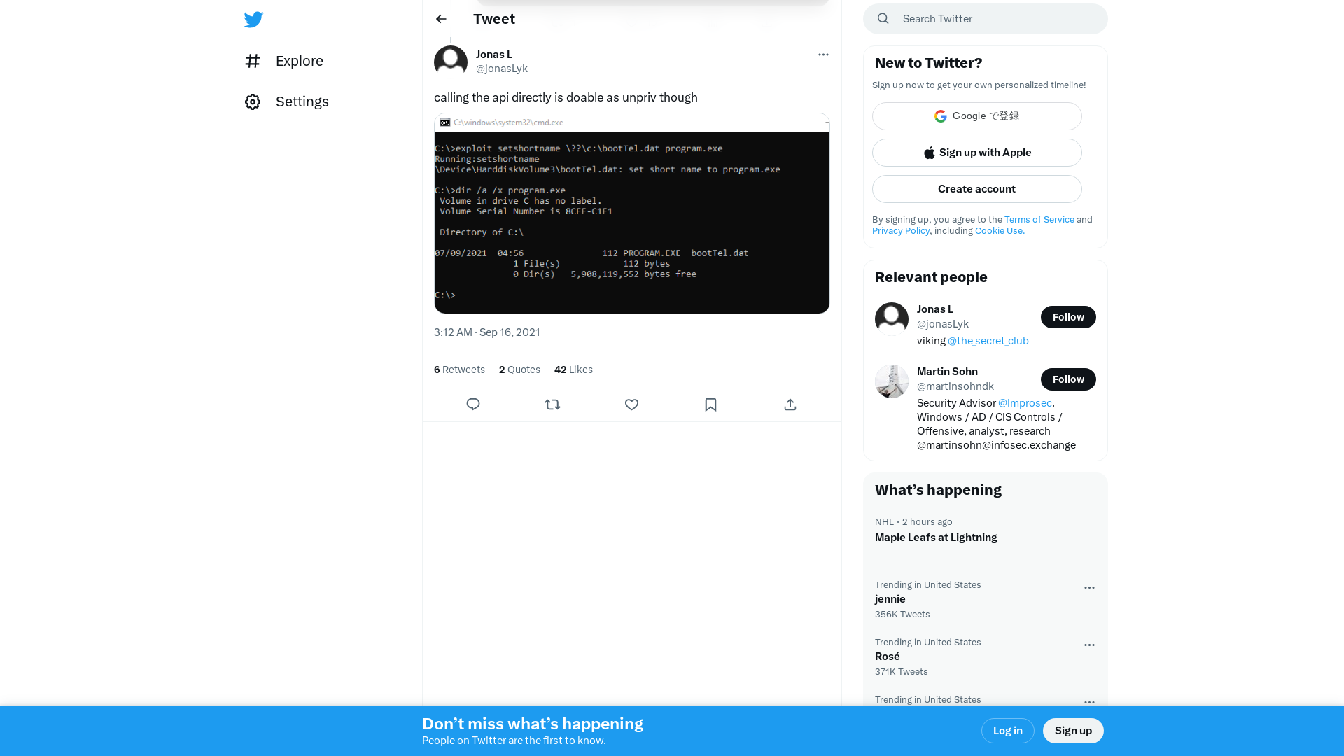 Jonas L on Twitter: "@martinsohndk calling the api directly is doable as unpriv though https://t.co/pVNlNNXkq0" / Twitter