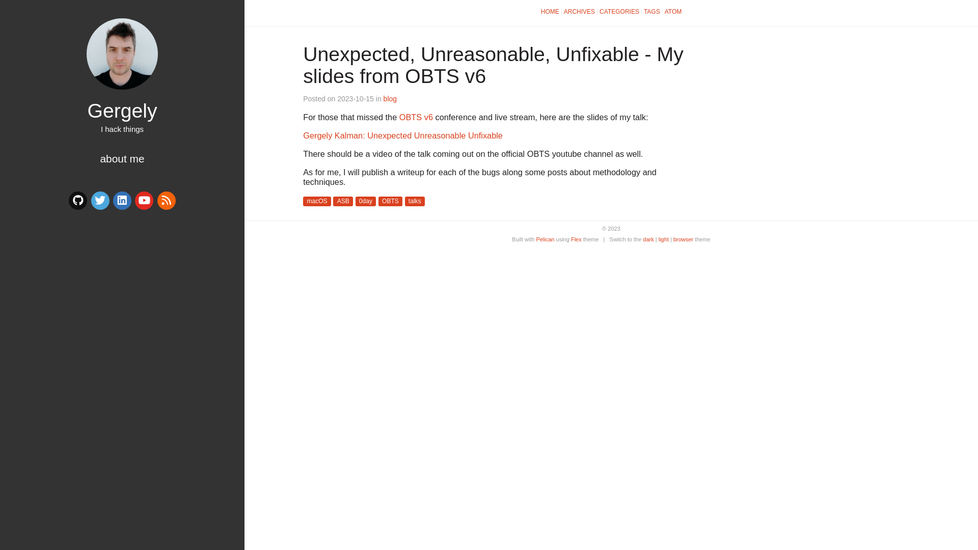 Gergely's hack blog – Unexpected, Unreasonable, Unfixable - My slides from OBTS v6