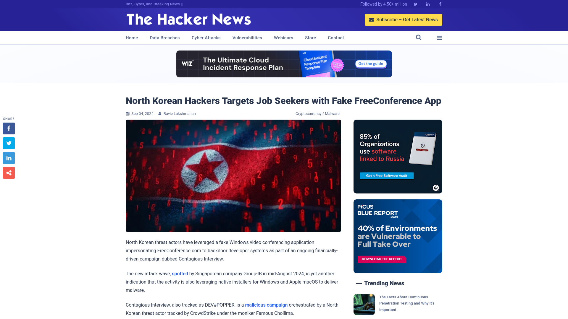 North Korean Hackers Targets Job Seekers with Fake FreeConference App