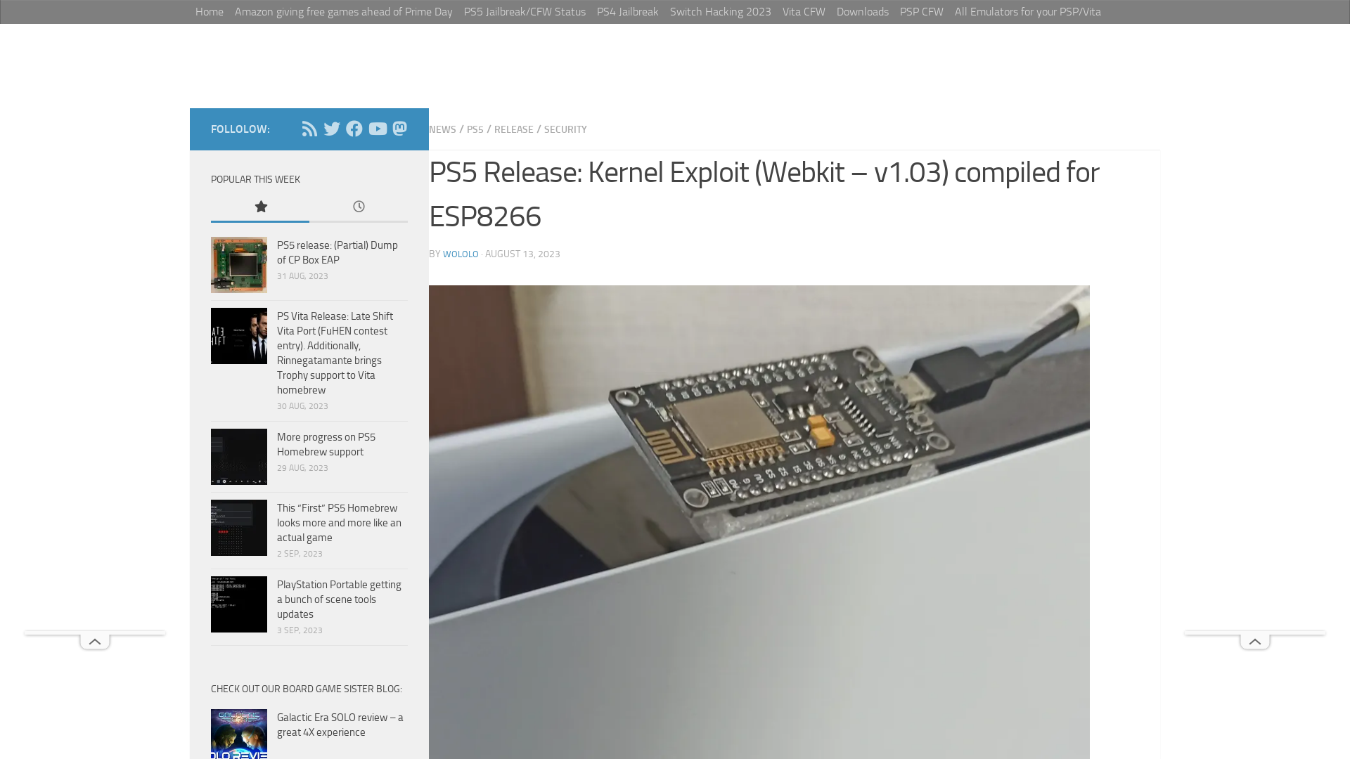 PS5 Release: Kernel Exploit (Webkit - v1.03) compiled for ESP8266 - Wololo.net