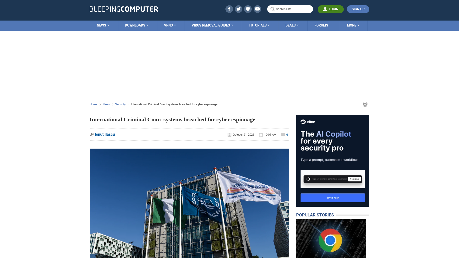 International Criminal Court systems breached for cyber espionage