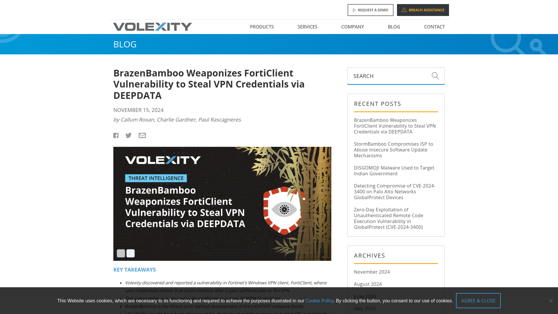 BrazenBamboo Weaponizes FortiClient Vulnerability to Steal VPN Credentials via DEEPDATA | Volexity