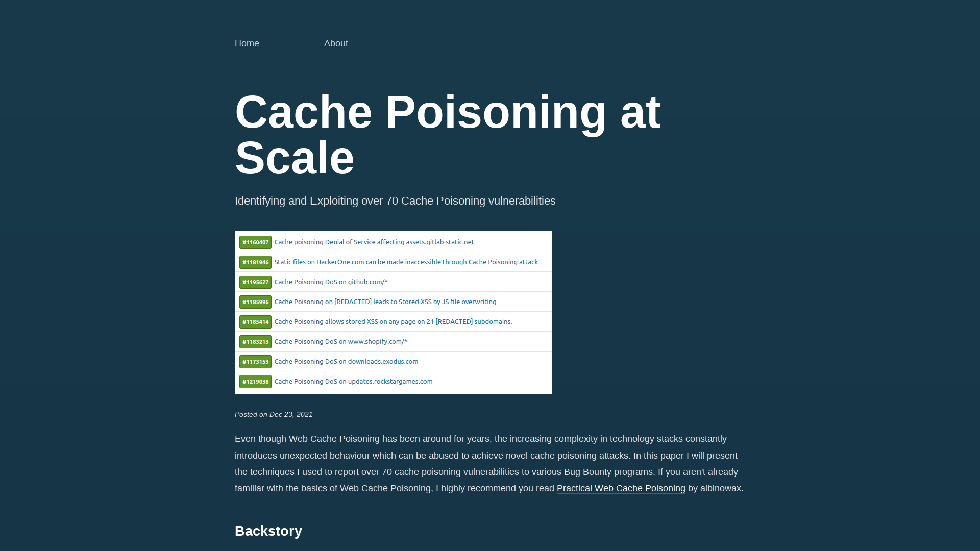 Cache Poisoning at Scale