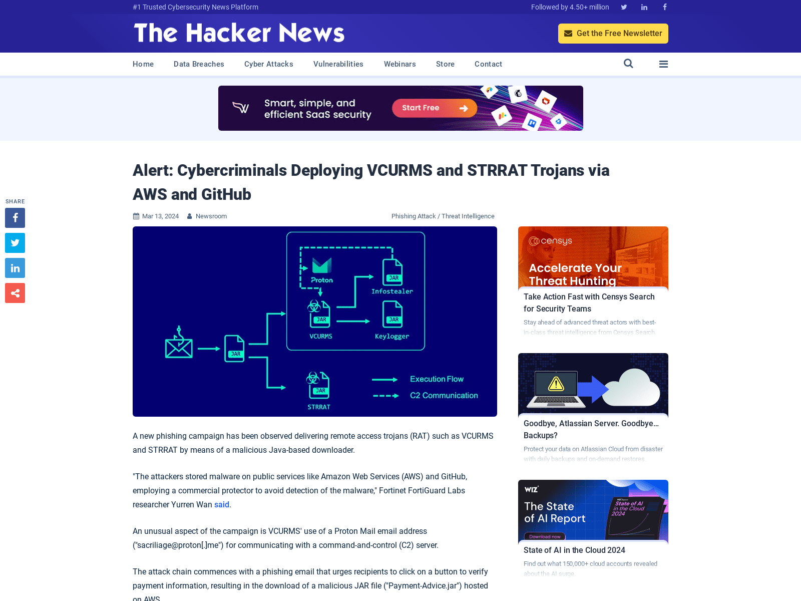 Alert: Cybercriminals Deploying VCURMS and STRRAT Trojans via AWS and GitHub