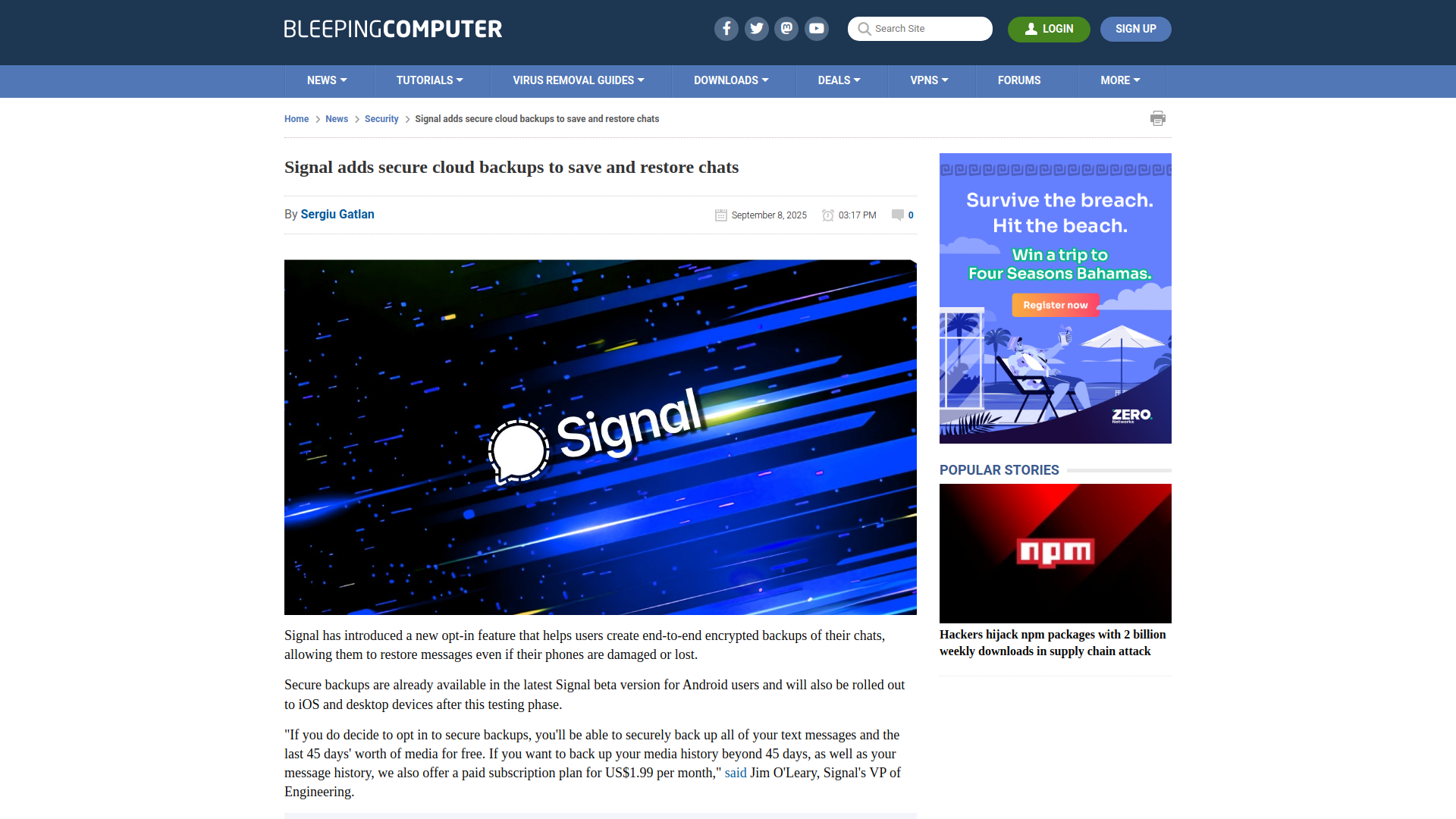 Signal adds secure cloud backups to save and restore chats