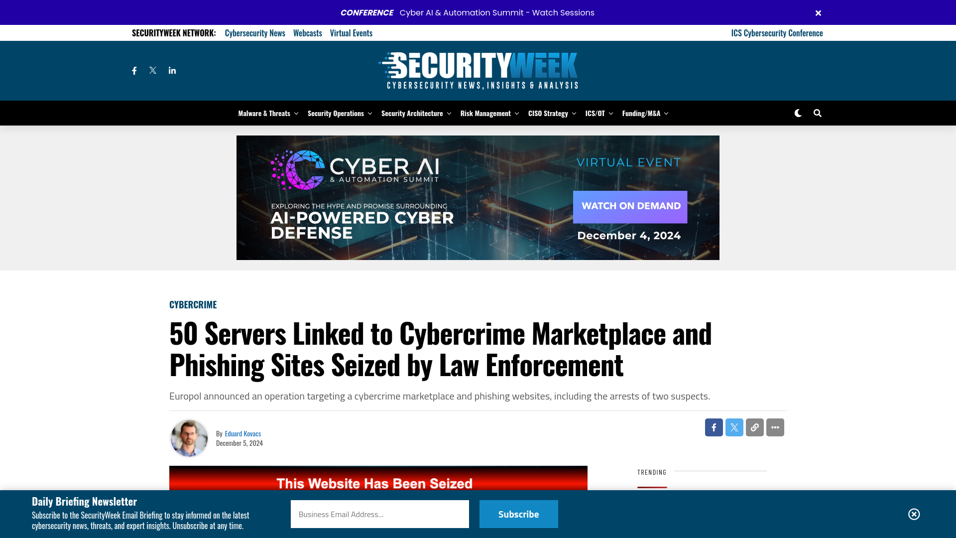 50 Servers Linked to Cybercrime Marketplace and Phishing Sites Seized by Law Enforcement - SecurityWeek