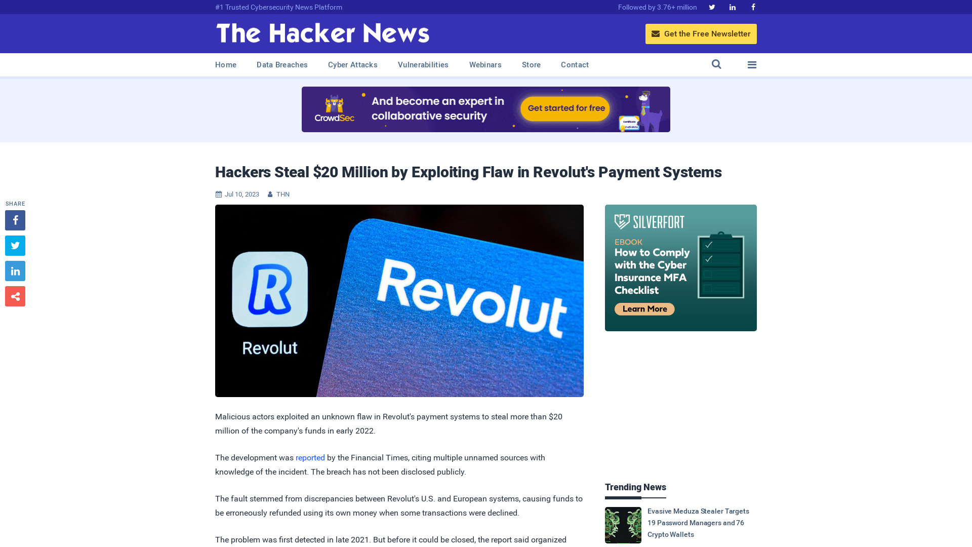 Hackers Steal $20 Million by Exploiting Flaw in Revolut's Payment Systems