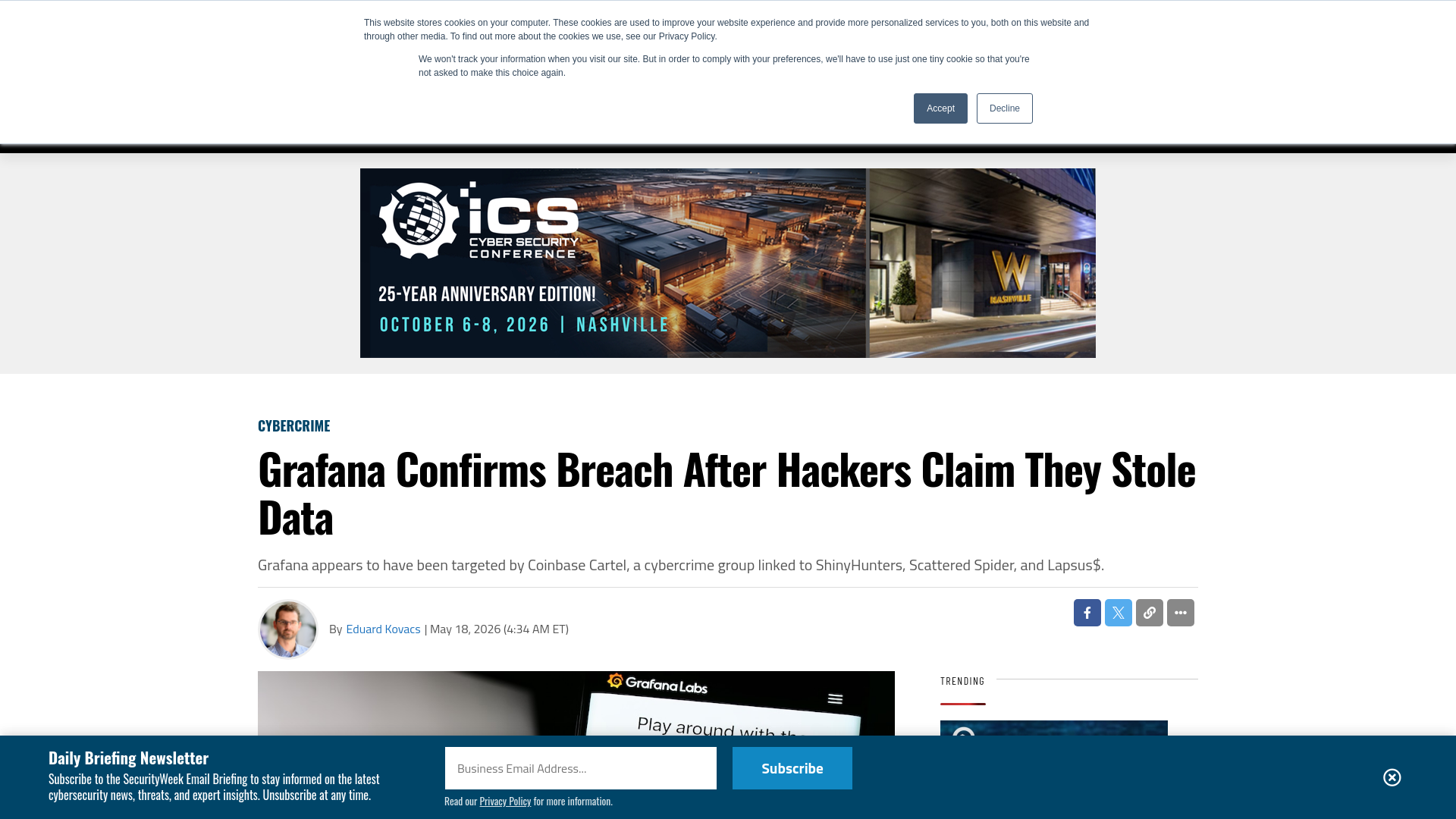 Grafana Confirms Breach After Hackers Claim They Stole Data - SecurityWeek