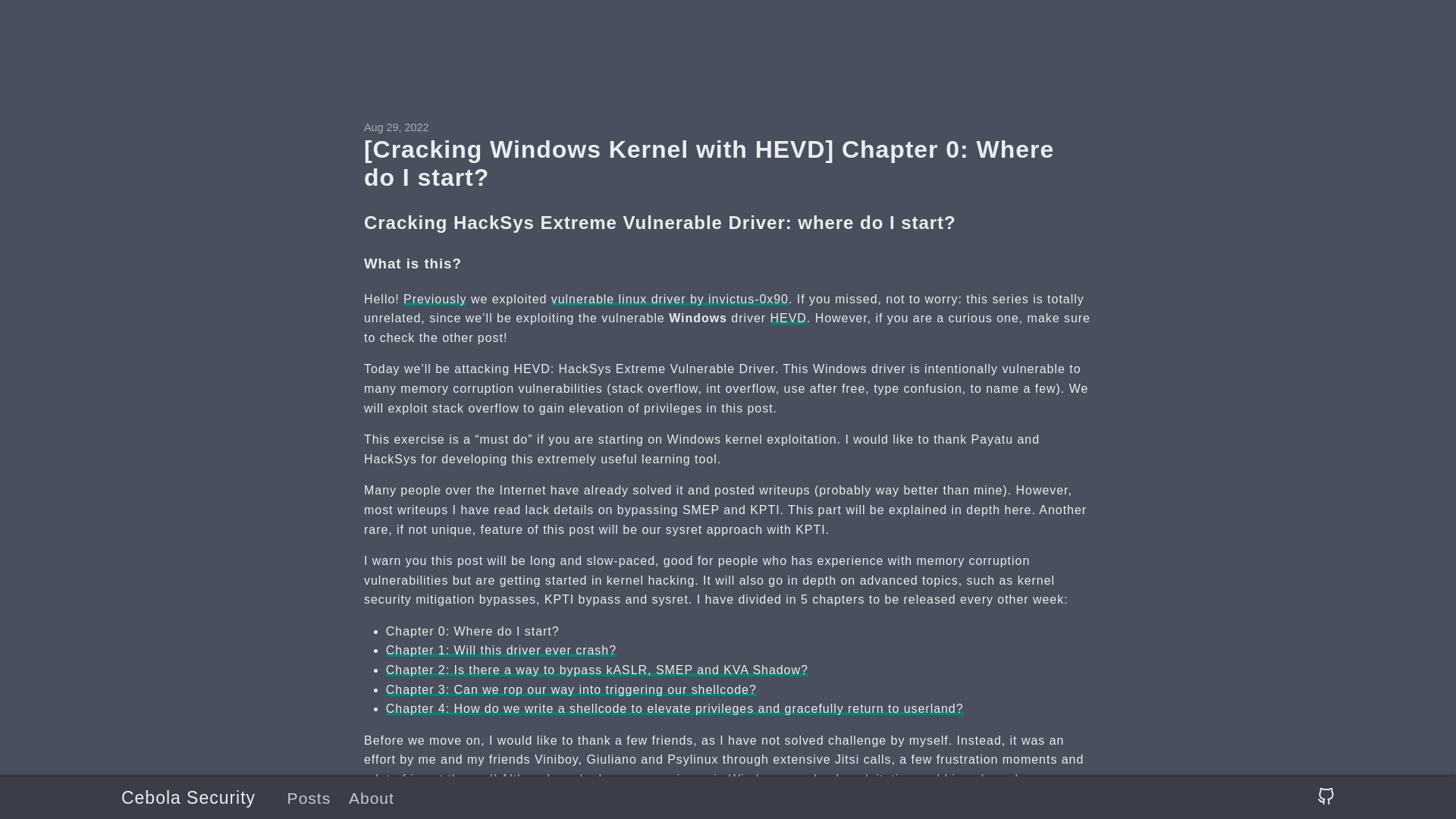 [Cracking Windows Kernel with HEVD] Chapter 0: Where do I start?