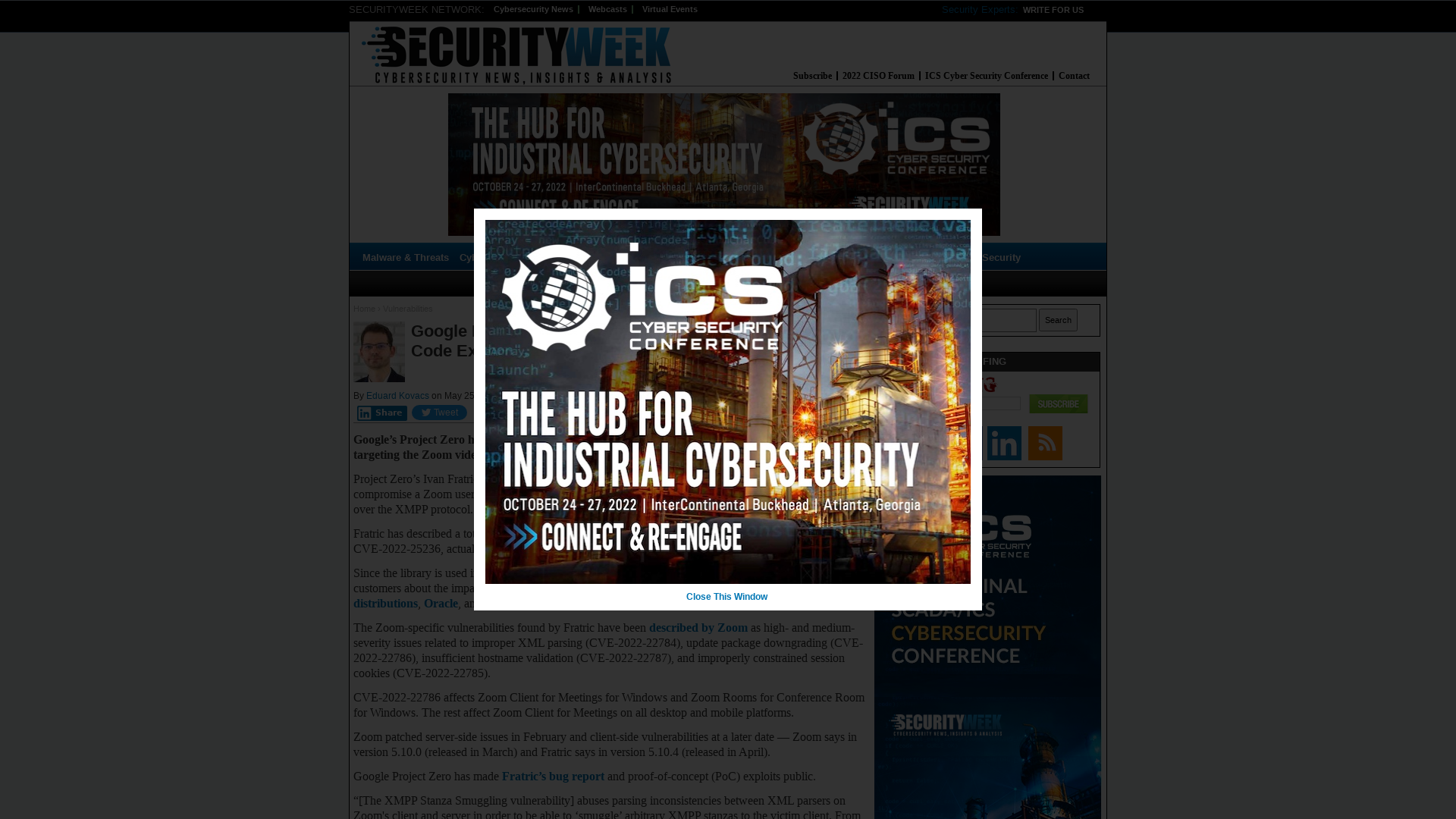 Google Discloses Details of Zoom Zero-Click Remote Code Execution Exploit | SecurityWeek.Com