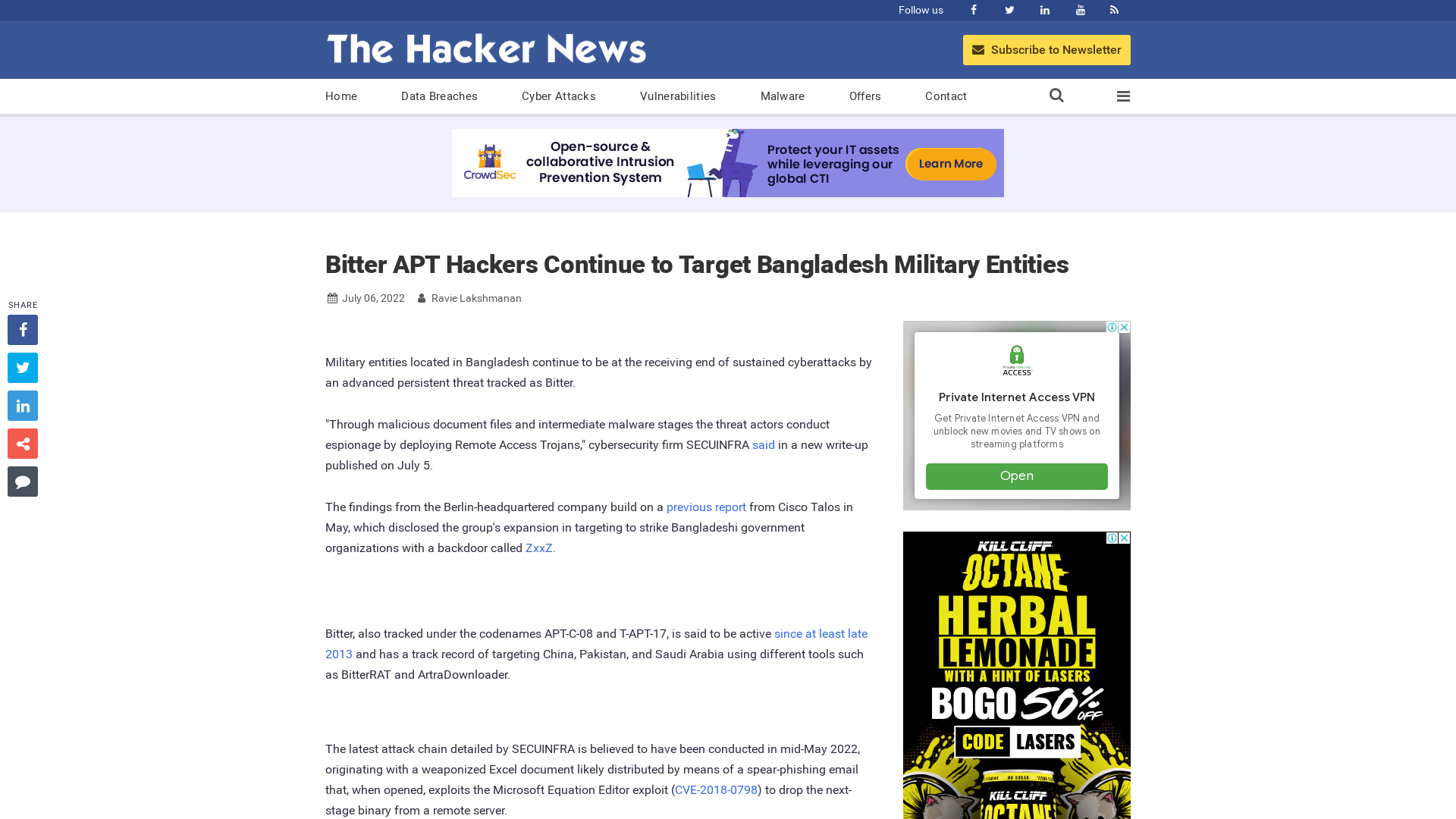 Bitter APT Hackers Continue to Target Bangladesh Military Entities