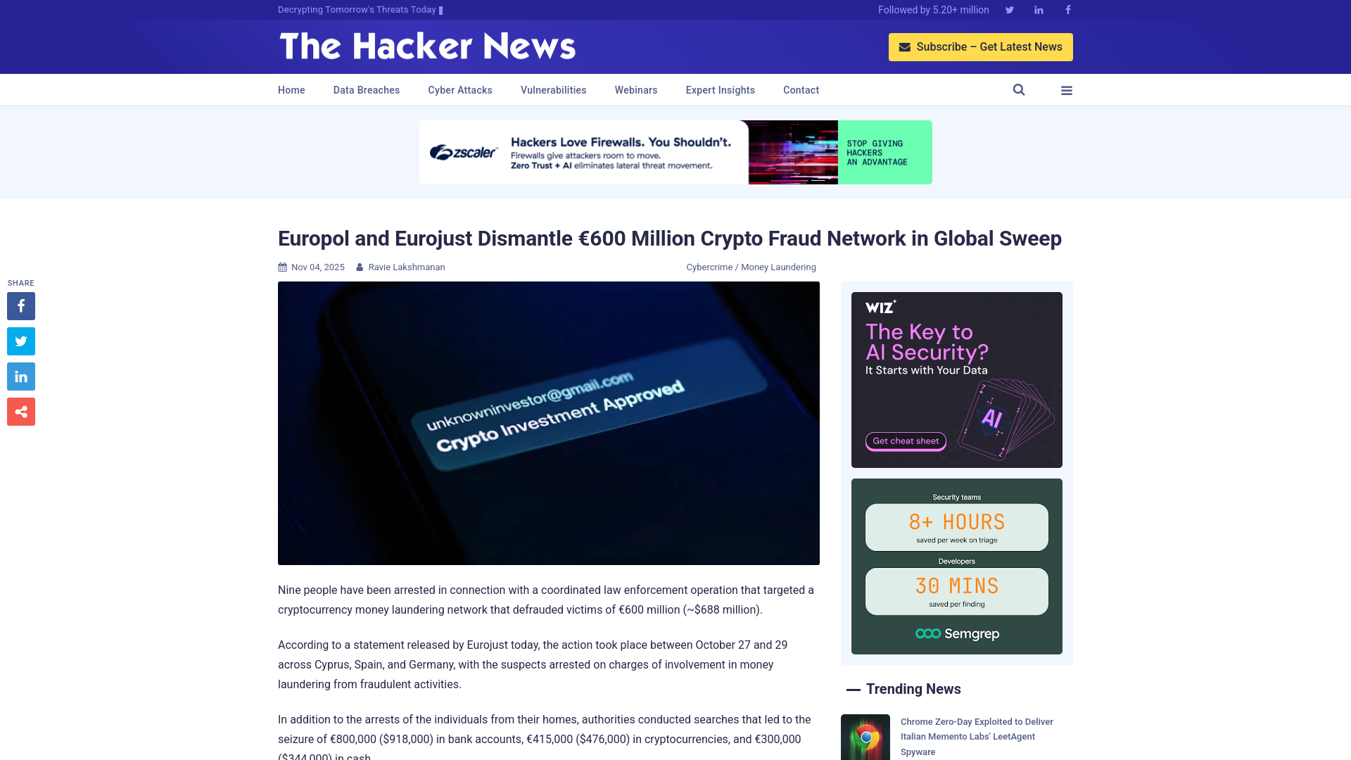 Europol and Eurojust Dismantle €600 Million Crypto Fraud Network in Global Sweep