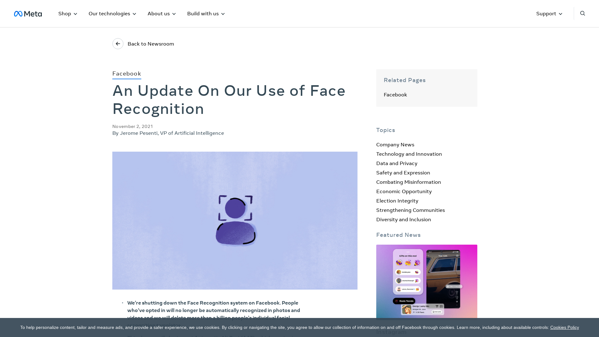 An Update On Our Use of Face Recognition | Meta