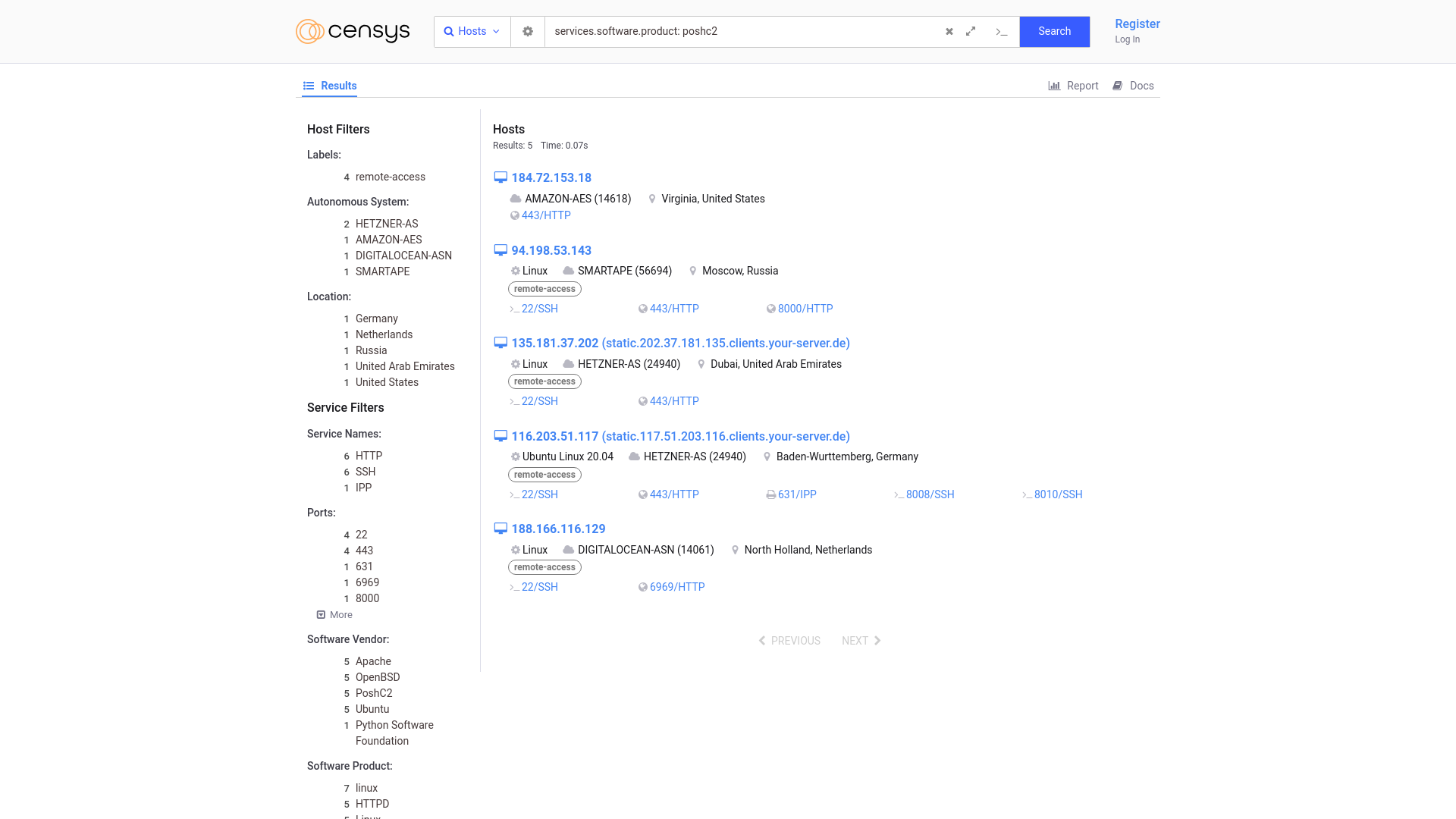 Hosts Search - Censys