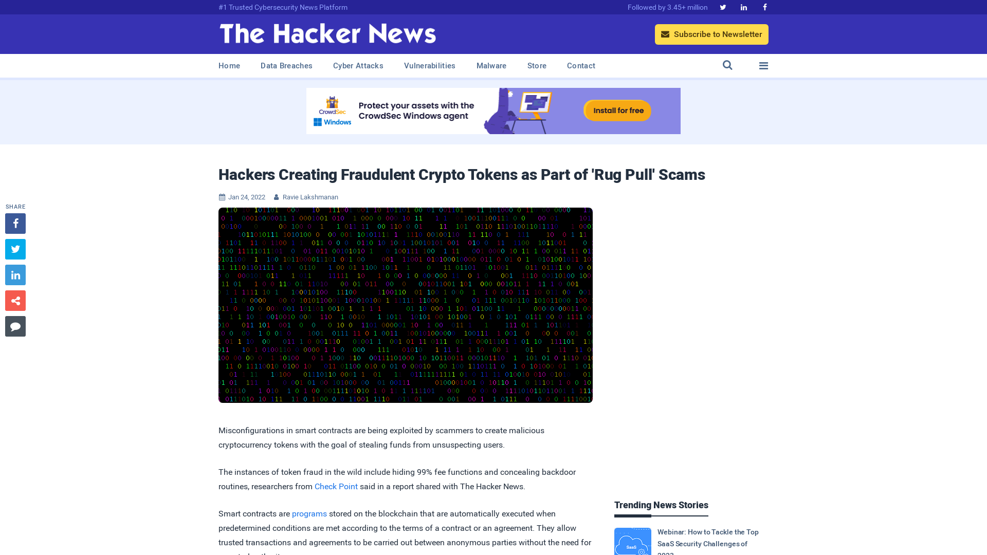 Hackers Creating Fraudulent Crypto Tokens as Part of 'Rug Pull' Scams