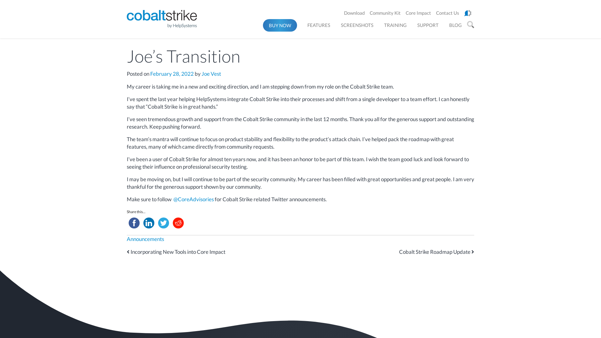 Joe's Transition - Cobalt Strike Research and Development