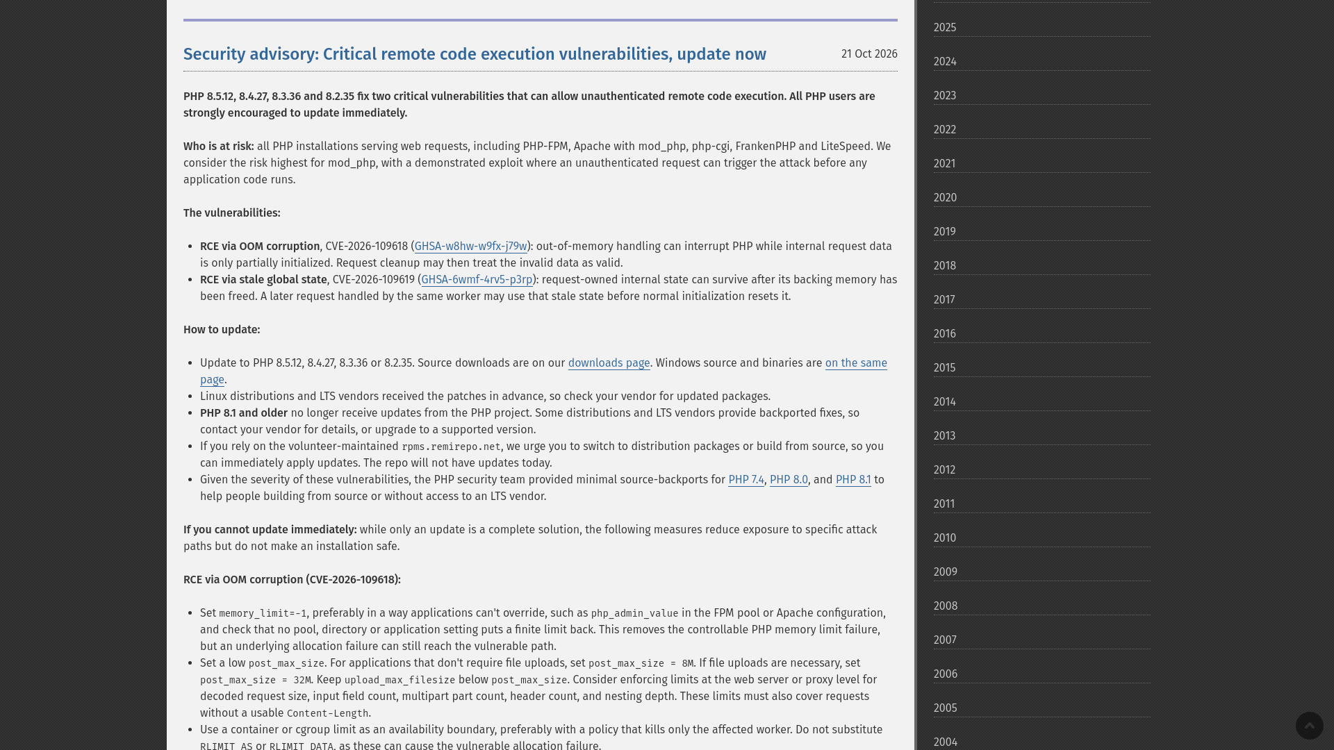 PHP: News Archive - 2026