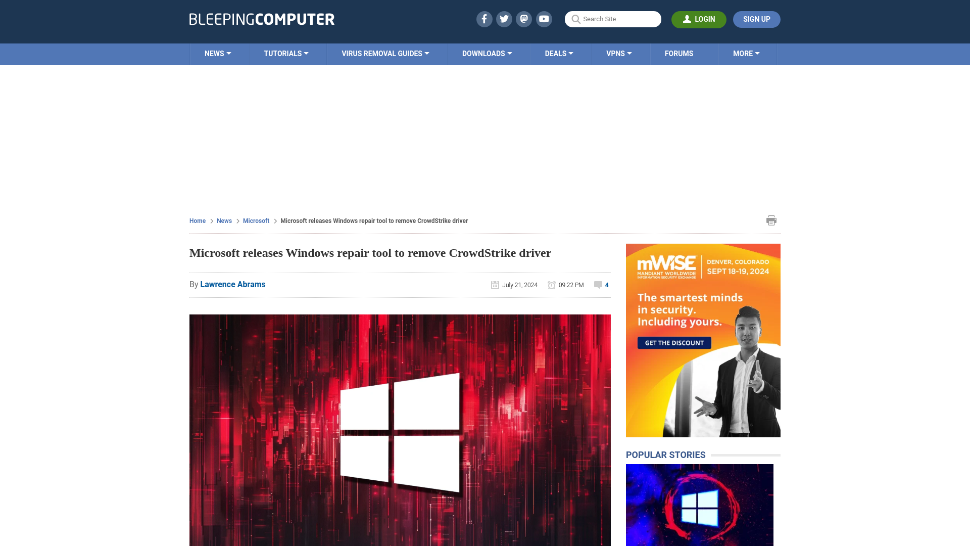 Microsoft releases Windows repair tool to remove CrowdStrike driver