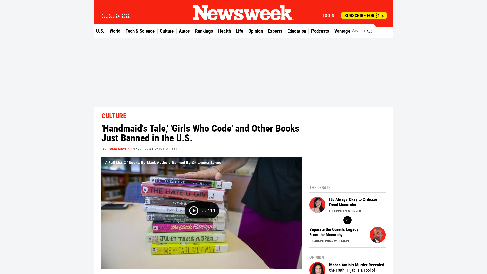 'Handmaid's Tale,' 'Girls Who Code' and Other Books Just Banned in the U.S.