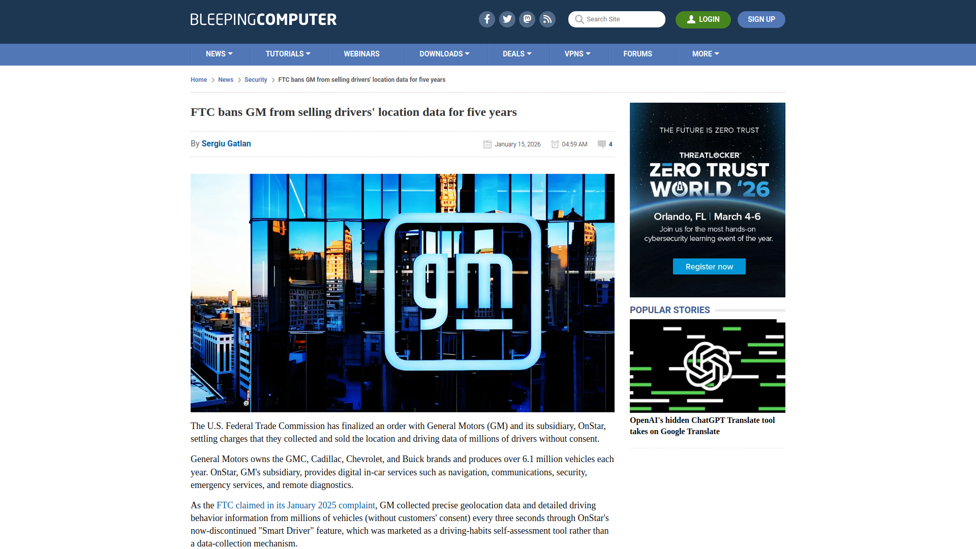 FTC bans GM from selling drivers' location data for five years