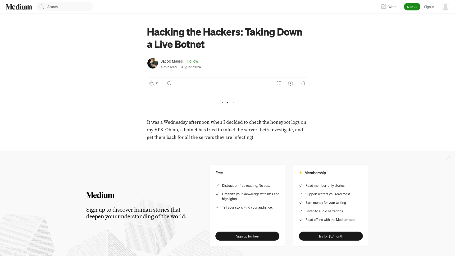 Hacking the Hackers: Taking Down a Live Botnet | by Jacob Masse | Aug, 2024 | Medium