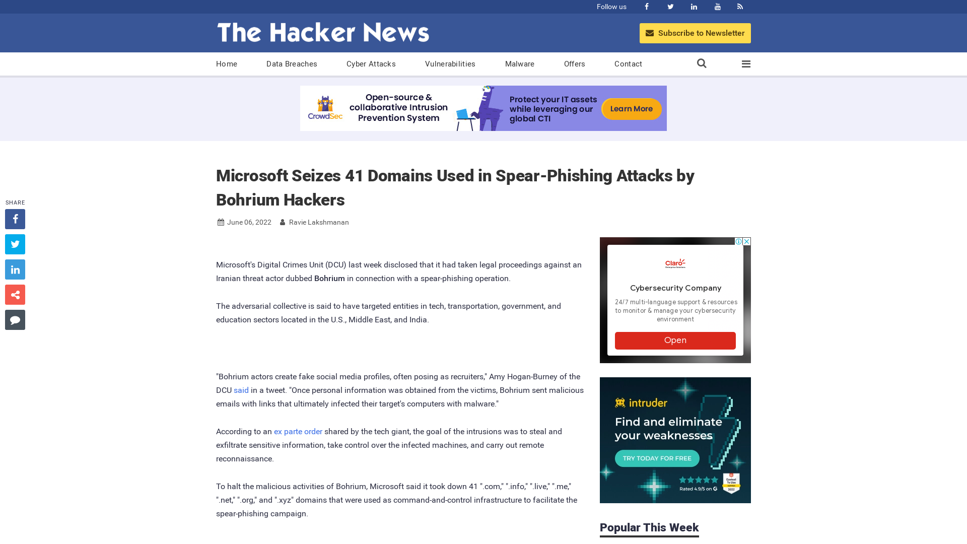 Microsoft Seizes 41 Domains Used in Spear-Phishing Attacks by Bohrium Hackers