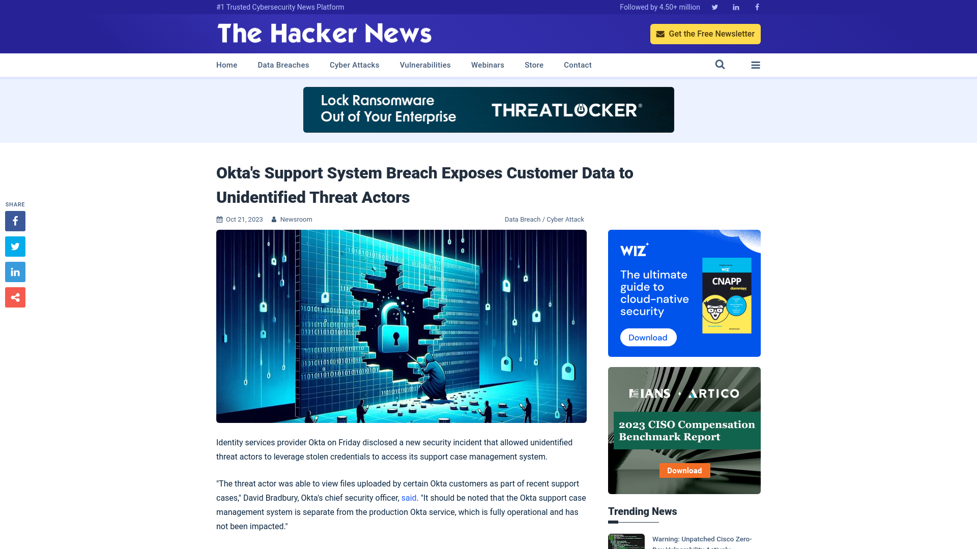 Okta's Support System Breach Exposes Customer Data to Unidentified Threat Actors