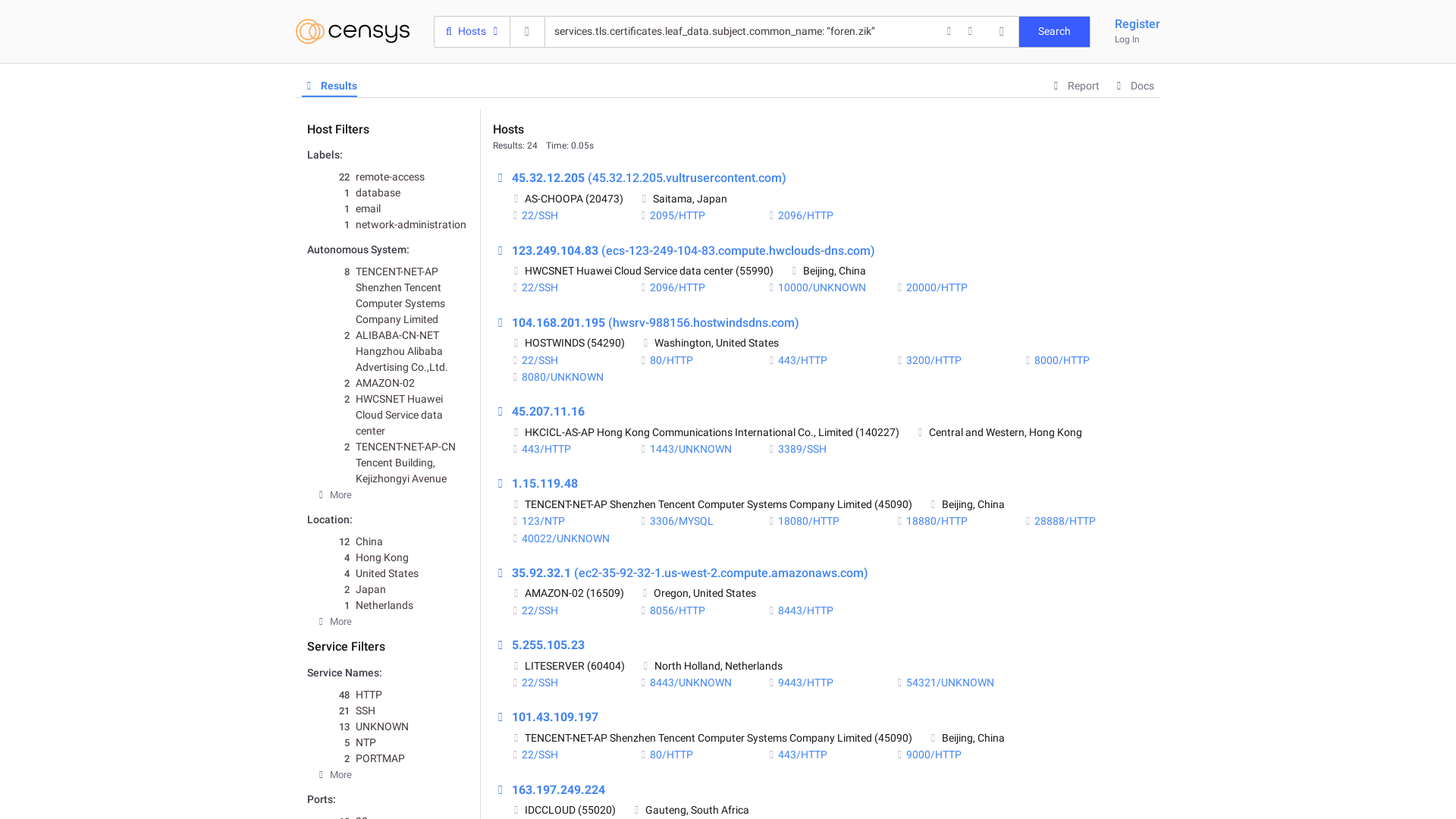 Hosts Search - Censys