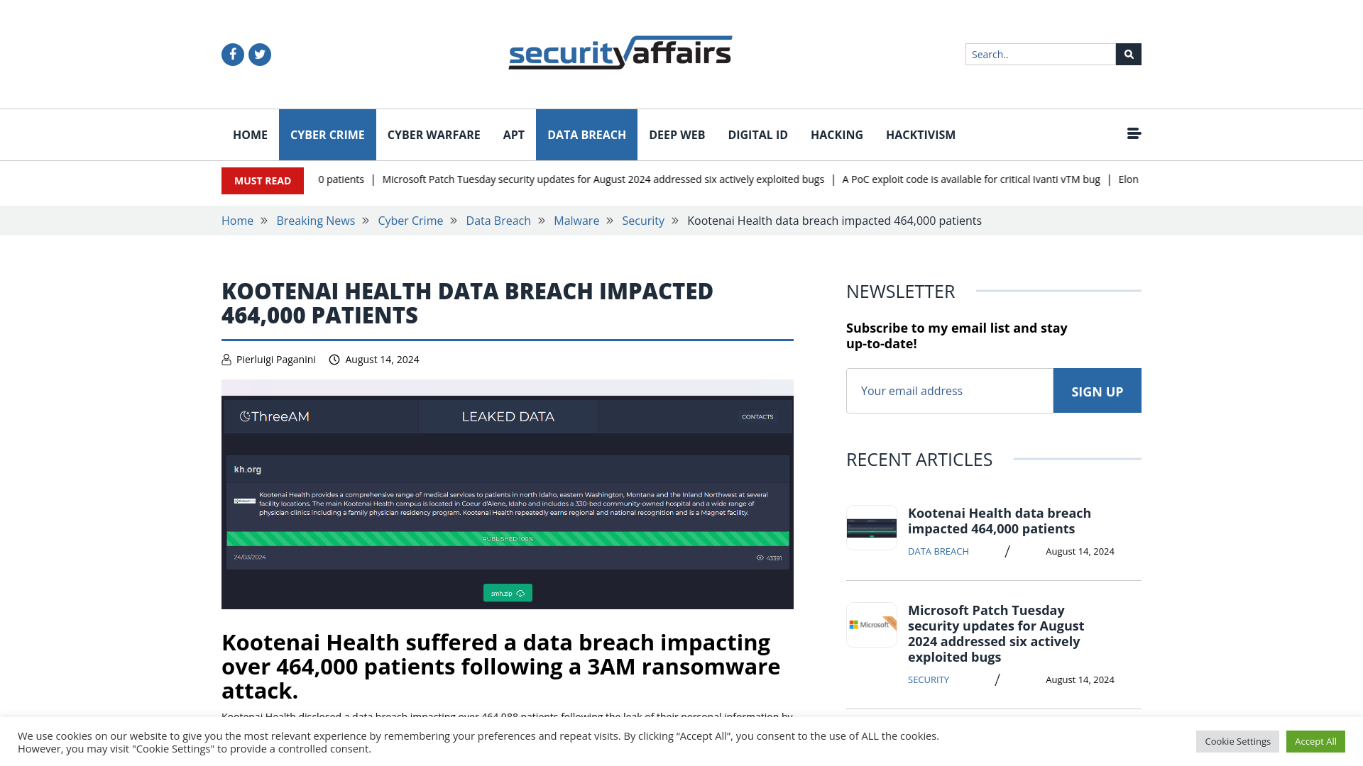 Kootenai Health data breach impacted 464,000 patients