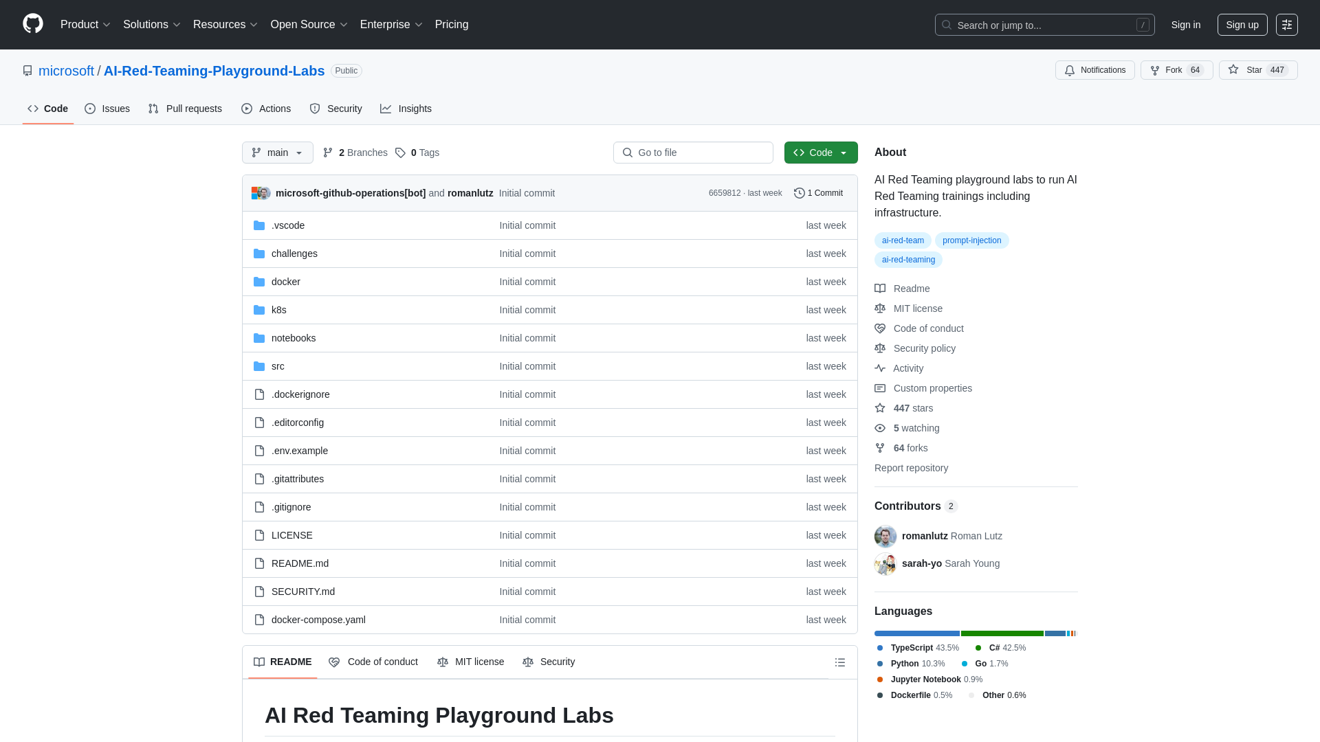 GitHub - microsoft/AI-Red-Teaming-Playground-Labs: AI Red Teaming playground labs to run AI Red Teaming trainings including infrastructure.