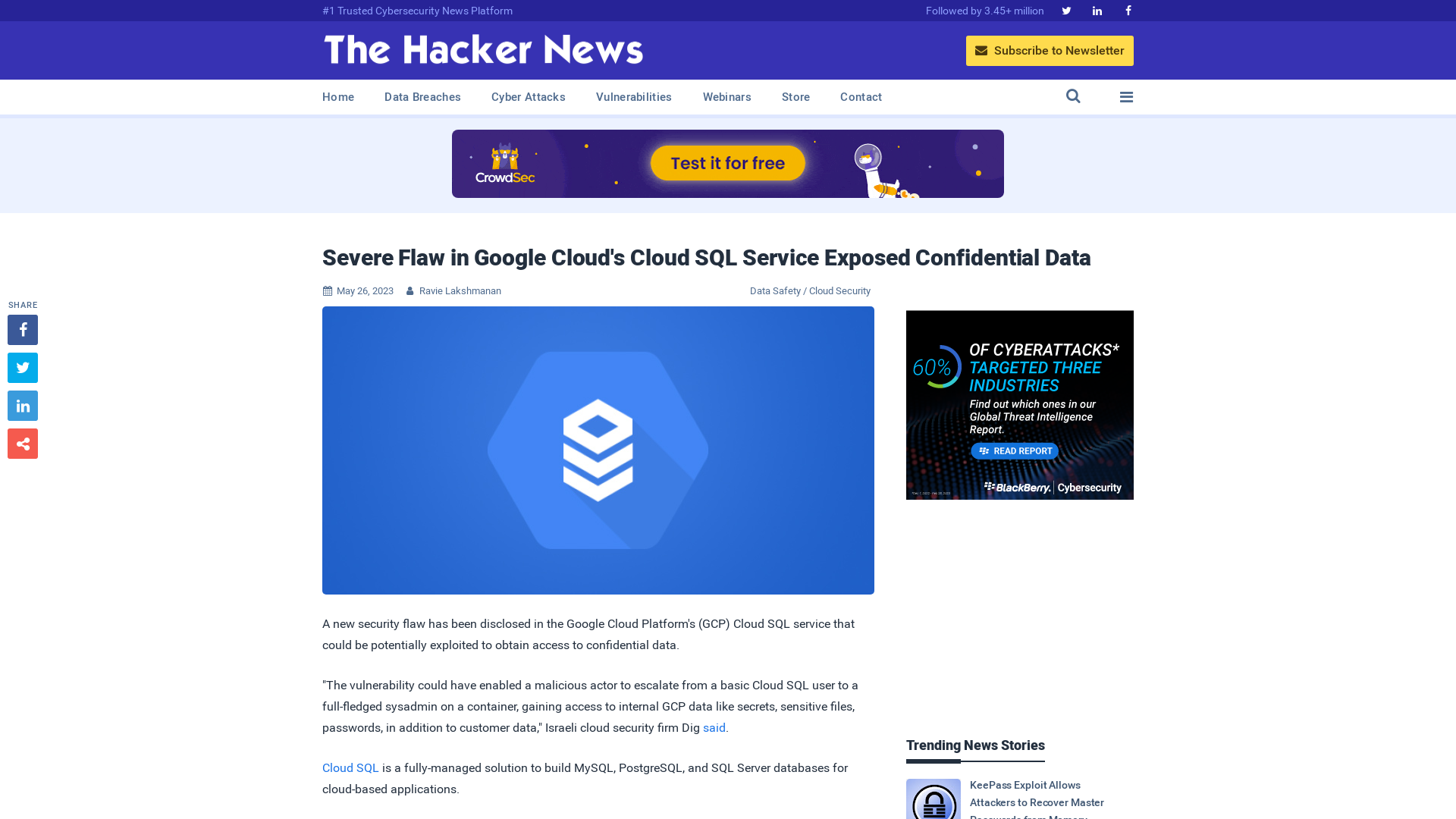Severe Flaw in Google Cloud's Cloud SQL Service Exposed Confidential Data