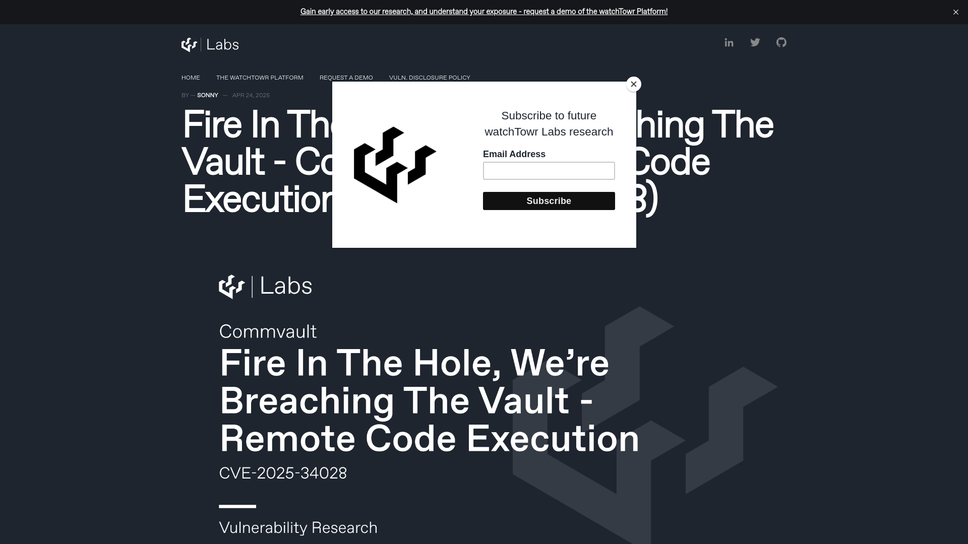 Fire In The Hole, We’re Breaching The Vault - Commvault Remote Code Execution (CVE-2025-34028)