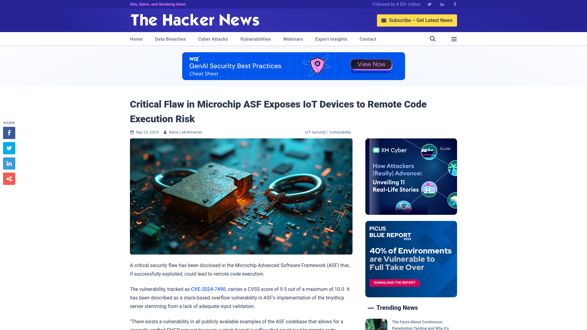 Critical Flaw in Microchip ASF Exposes IoT Devices to Remote Code Execution Risk