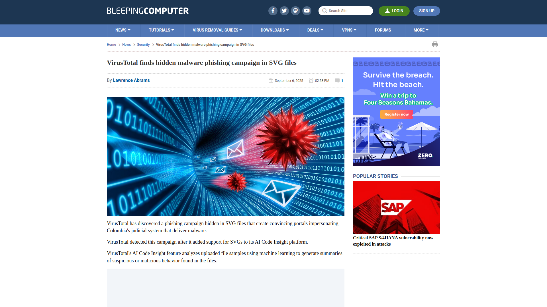 VirusTotal finds hidden malware phishing campaign in SVG files