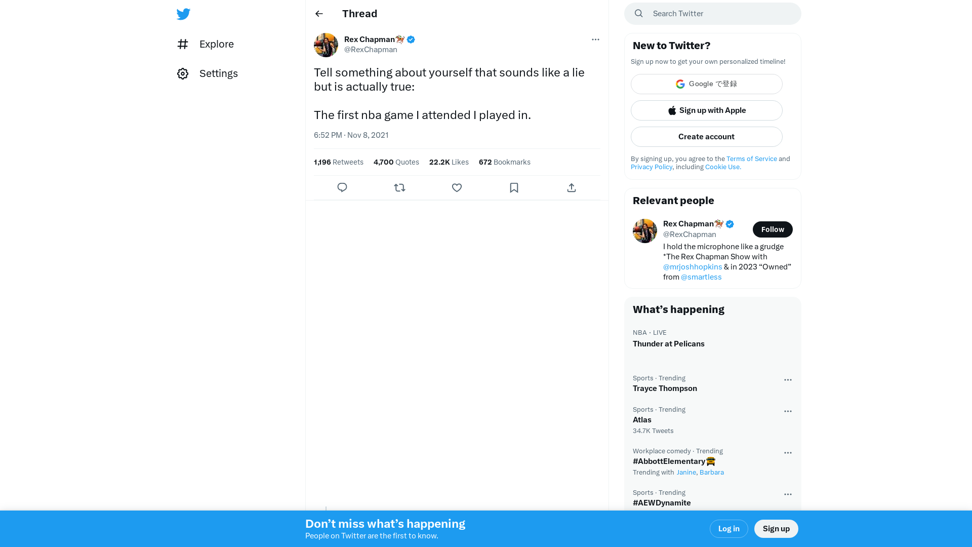Rex Chapman🏇🏼 on Twitter: "Tell something about yourself that sounds like a lie but is actually true: The first nba game I attended I played in." / Twitter