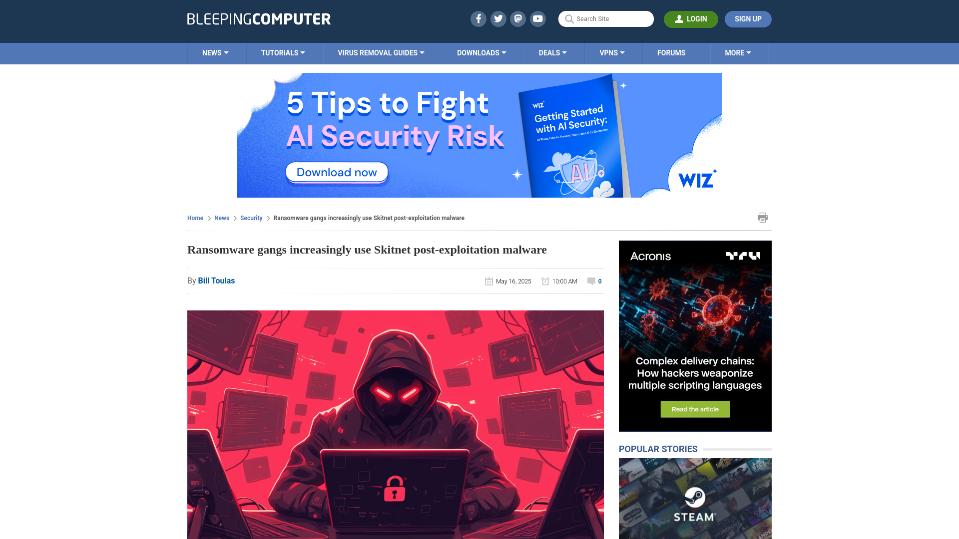 Ransomware gangs increasingly use Skitnet post-exploitation malware